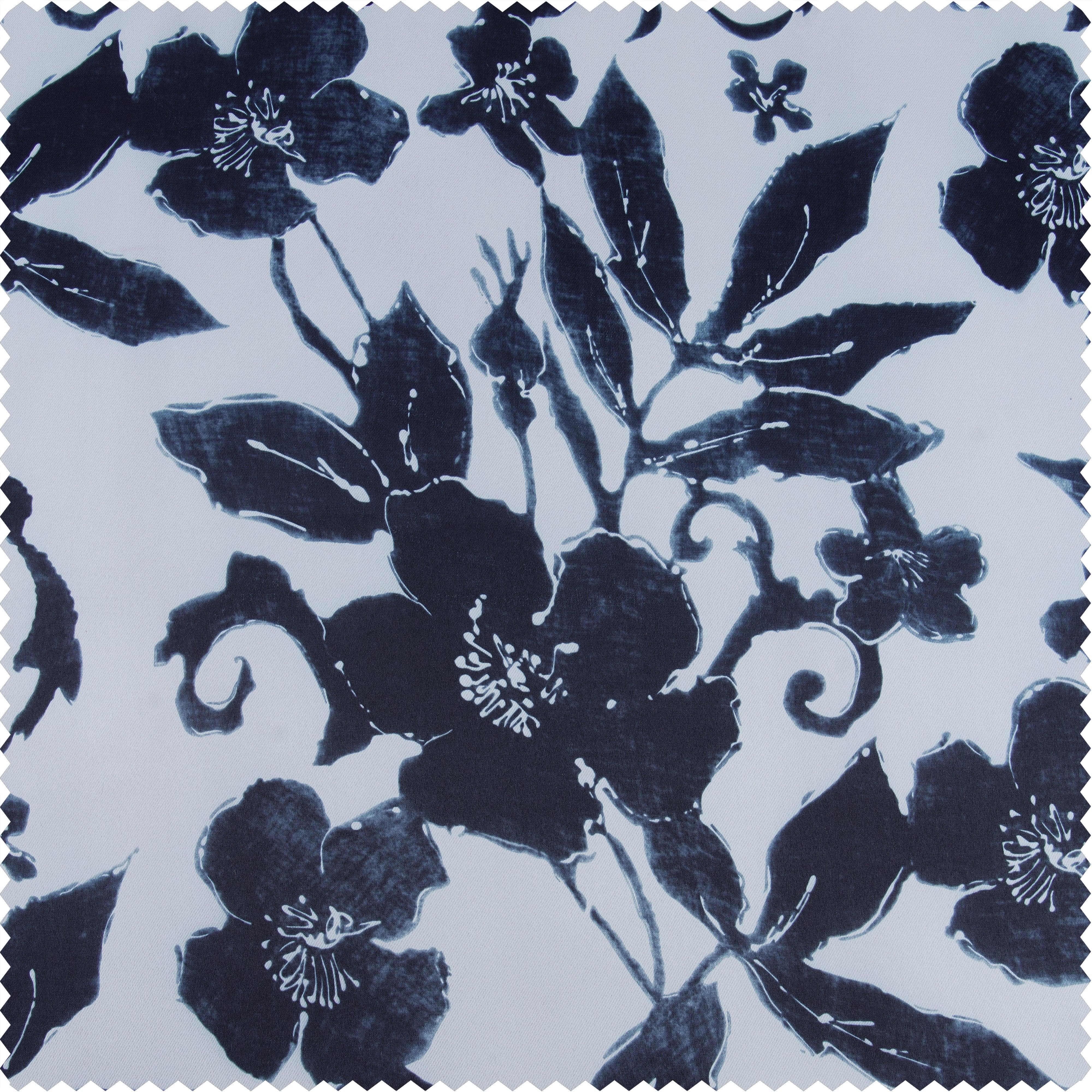 Hibiscus Blue Printed Polyester Swatch