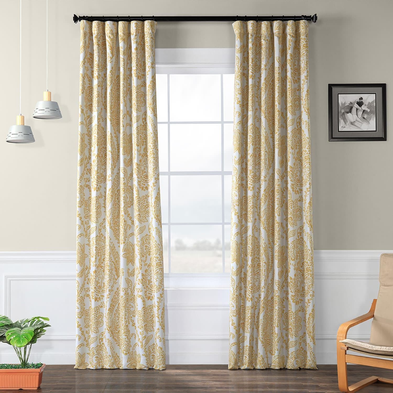 Tea Time Yellow Room Darkening Curtain