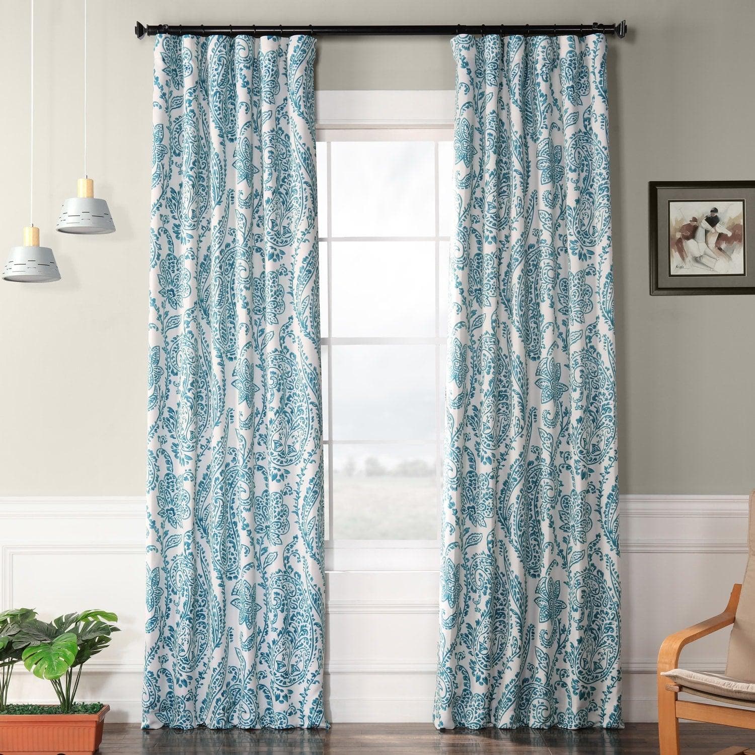 Tea Time Teal Room Darkening Curtain