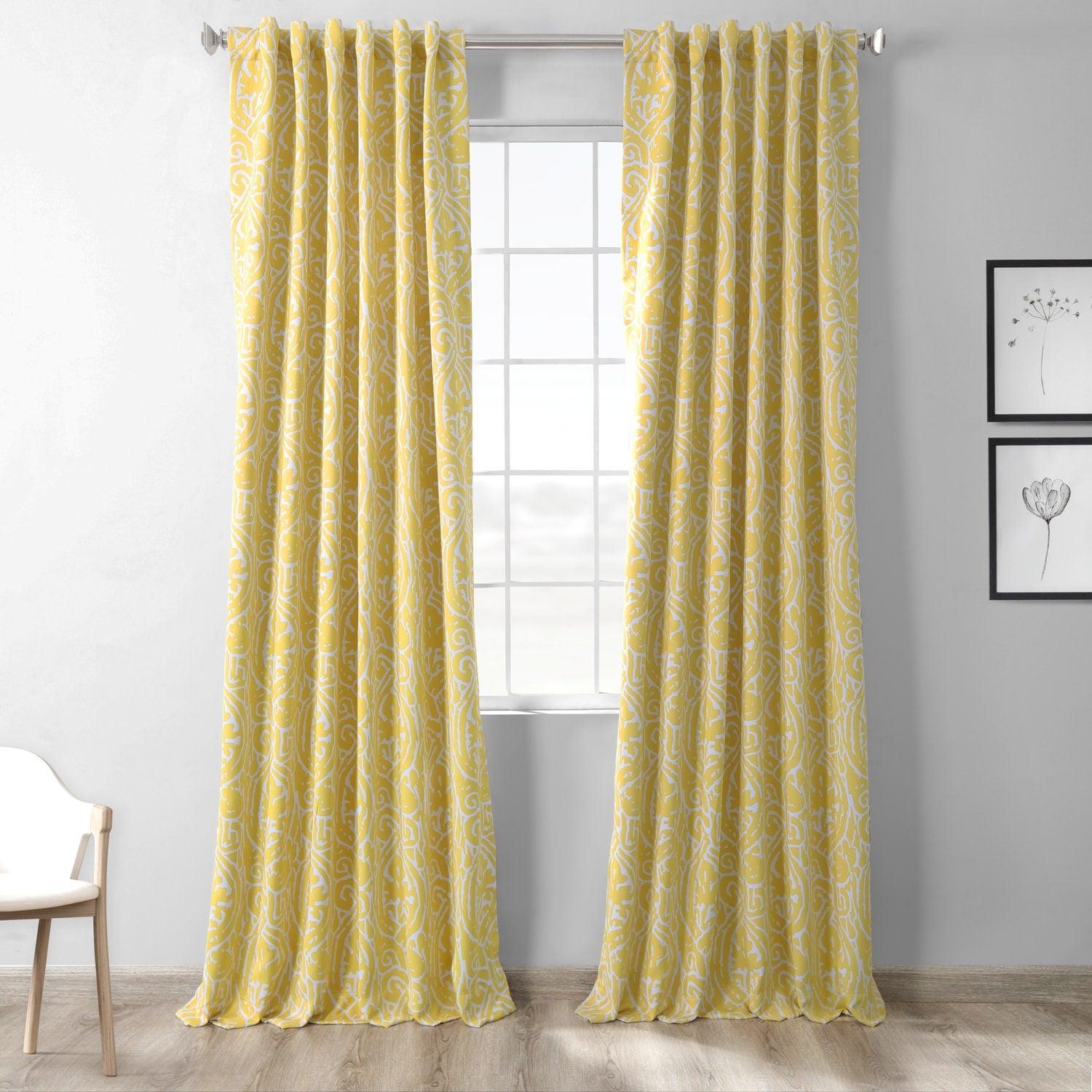 Abstract Misted Yellow Room Darkening Curtain