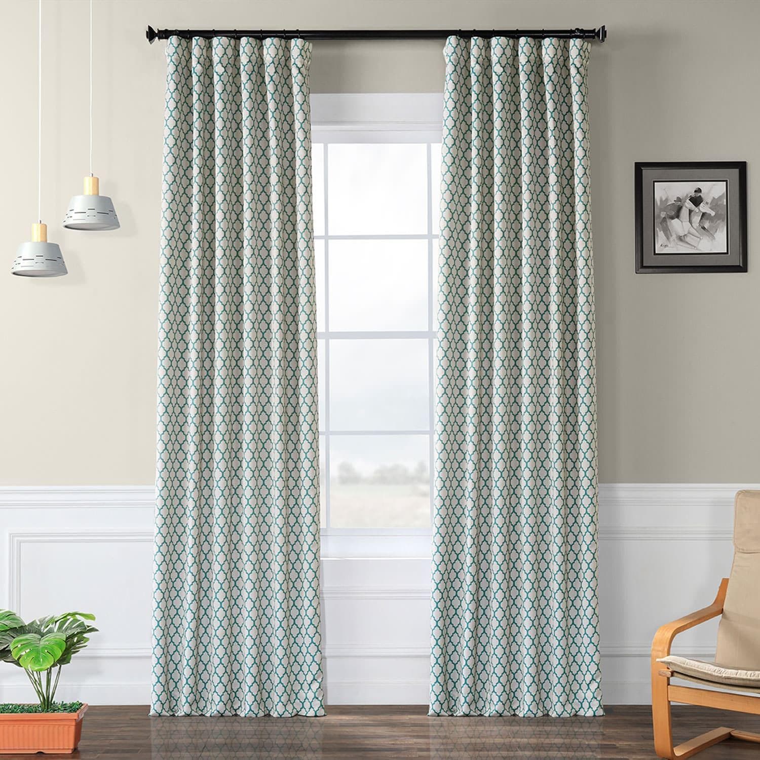 Casablanca Teal Room Darkening Curtain