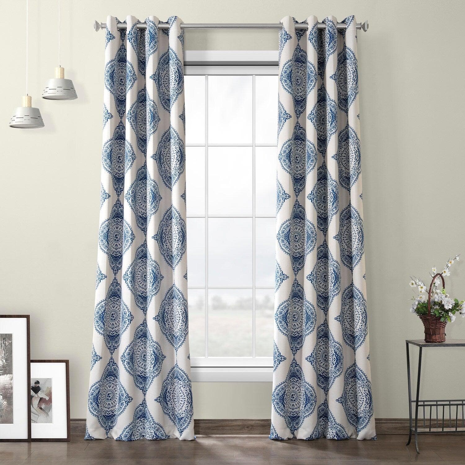 Henna Blue Grommet Room Darkening Curtain