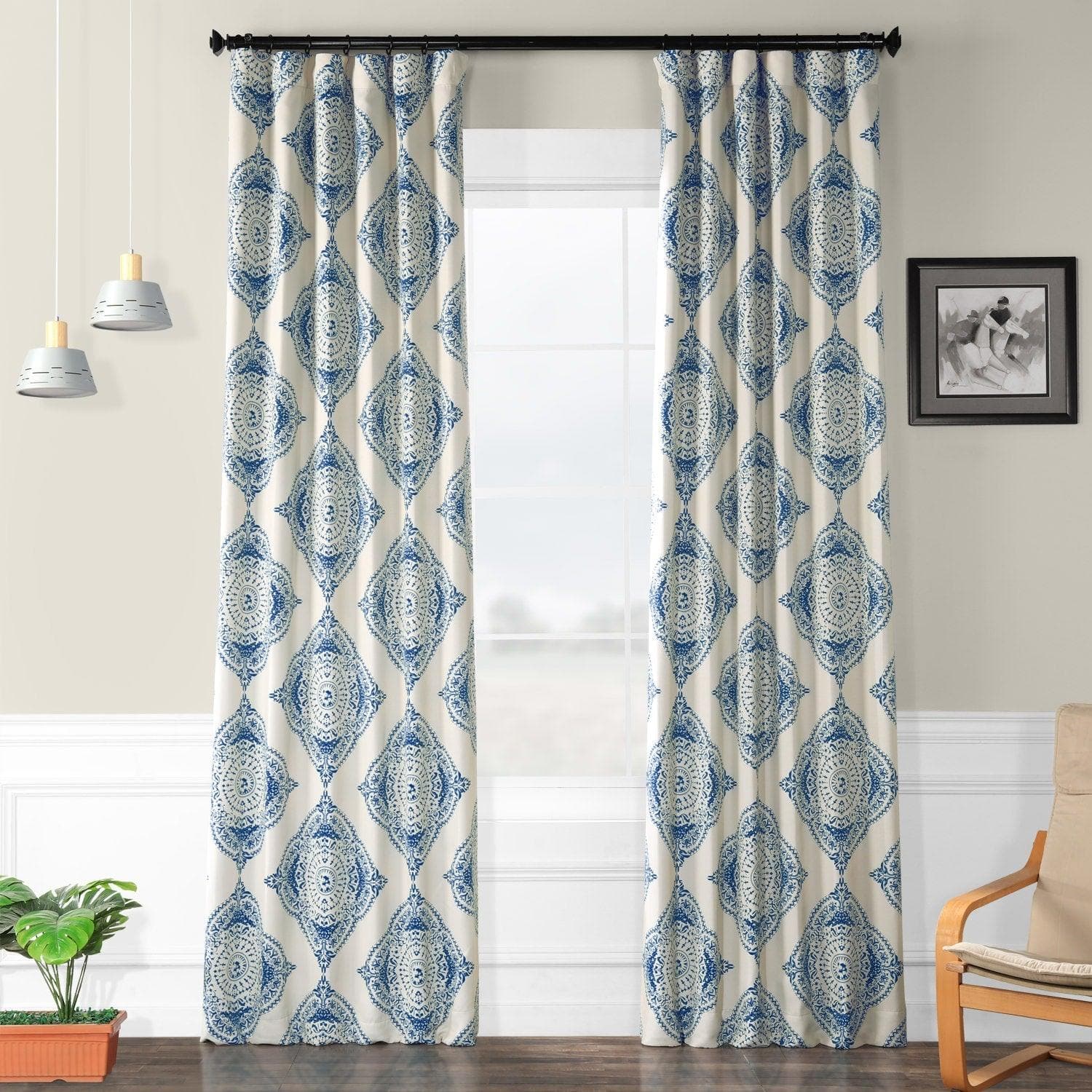 Henna Blue Room Darkening Curtain