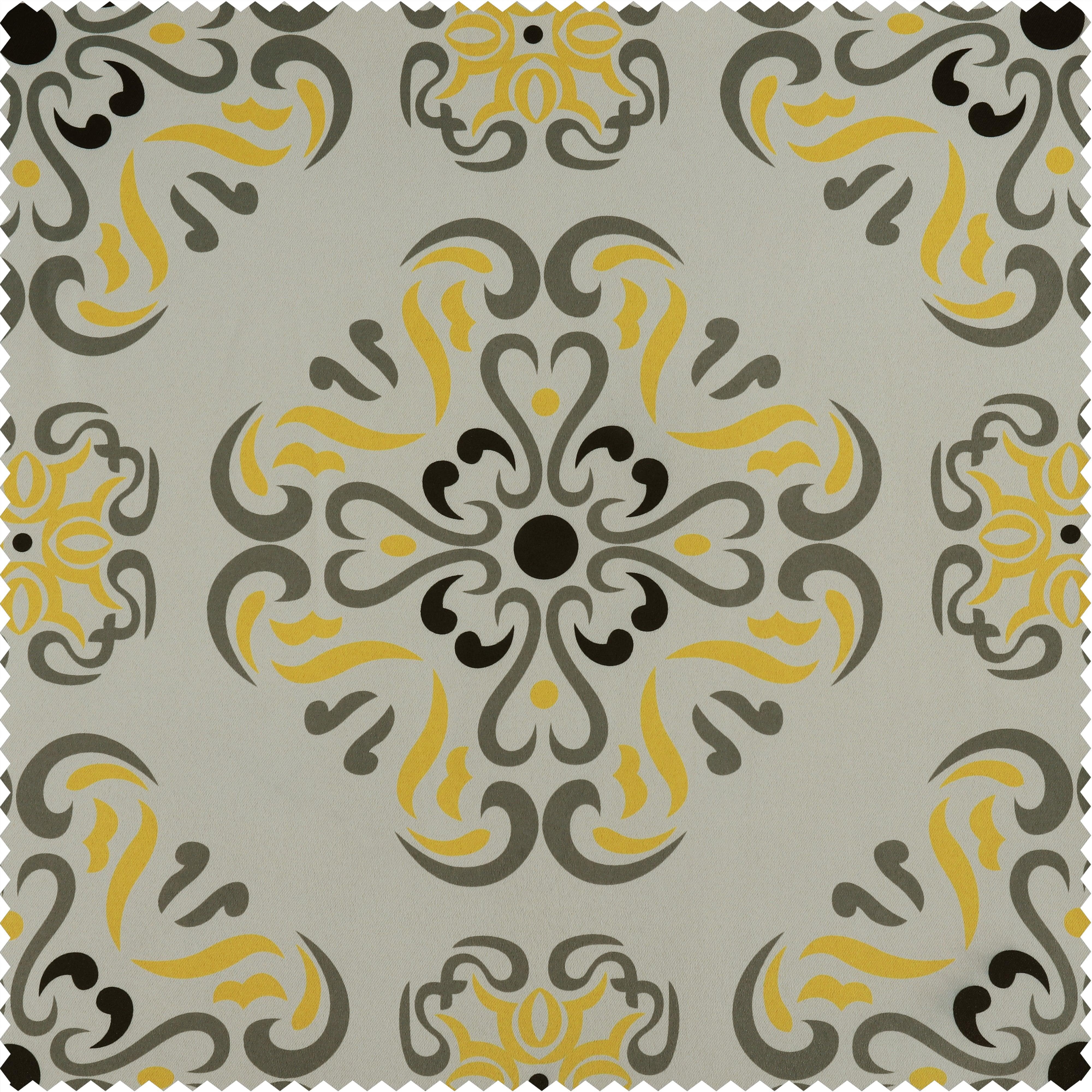 Soliel Yellow Grey Printed Polyester Swatch