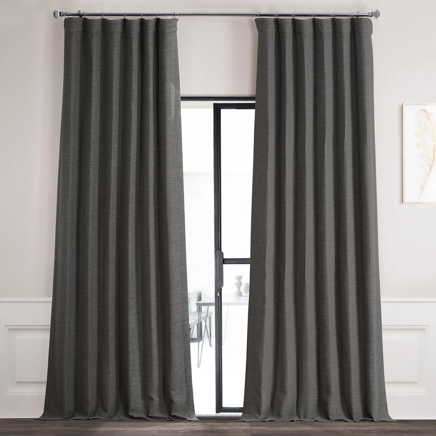 Armour Grey Textured Bellino Room Darkening Curtain