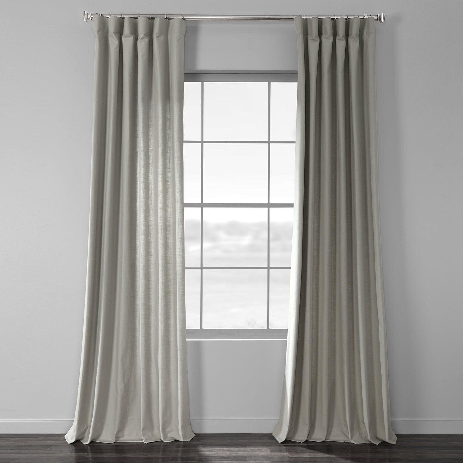 Mist Grey Textured Cotton Linen Weave Curtain