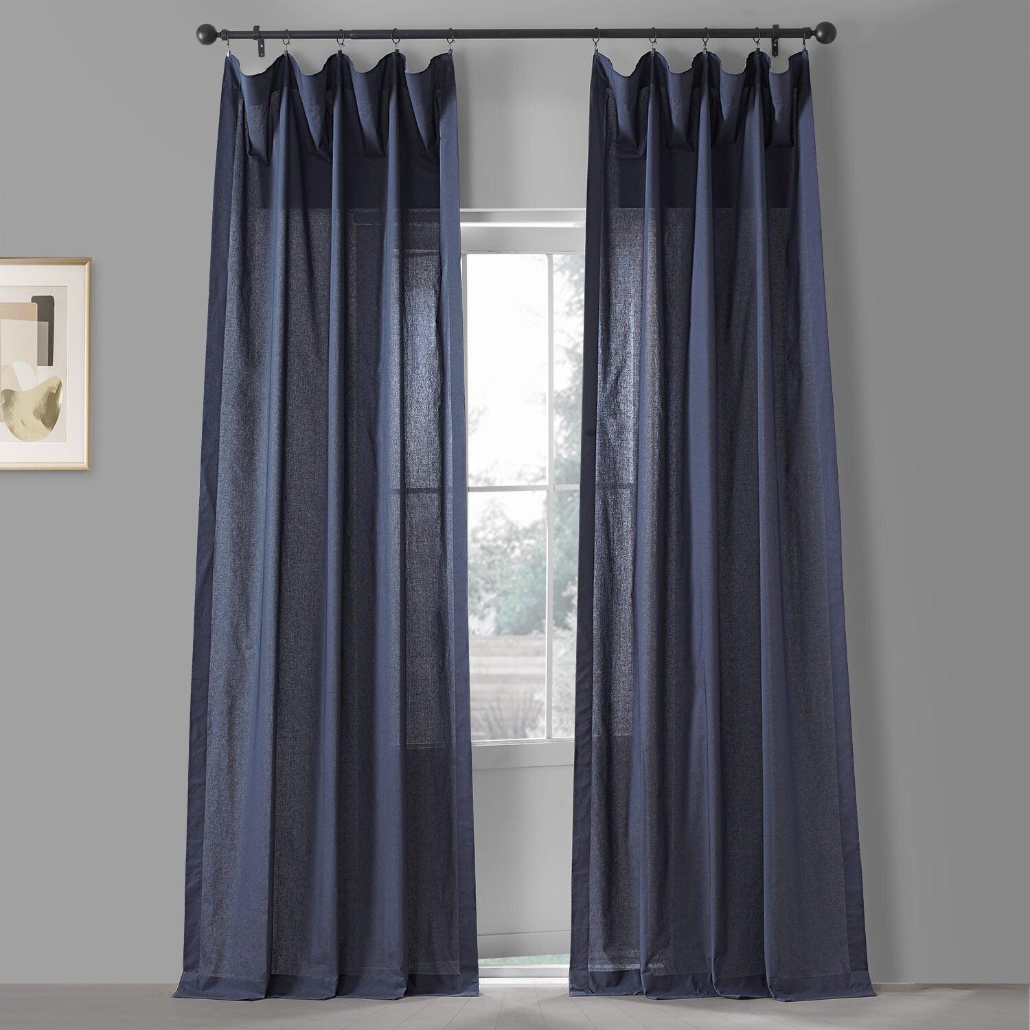Acai Blue Classic Cotton Curtain Pair (2 Panels)