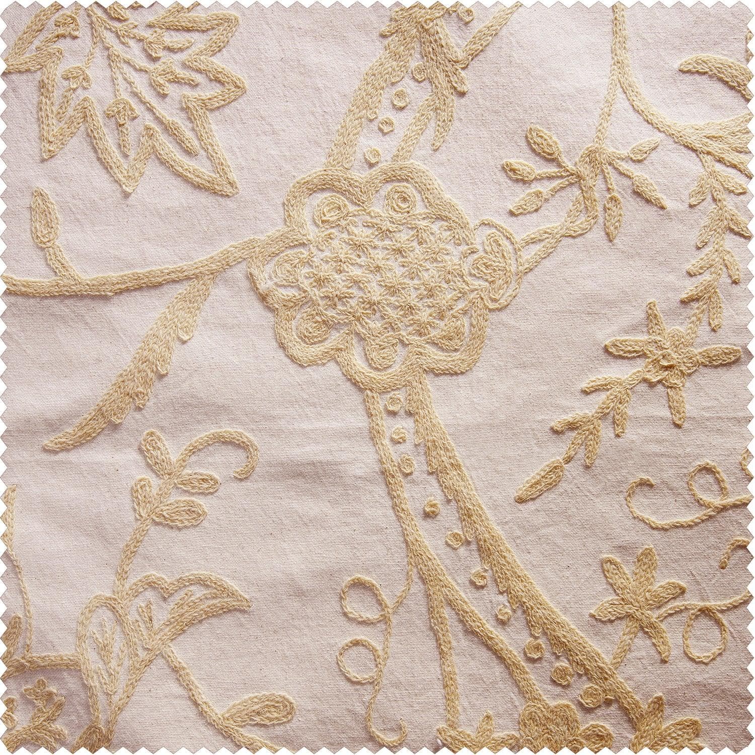 Lorraine Embroidered Cotton Crewel Swatch