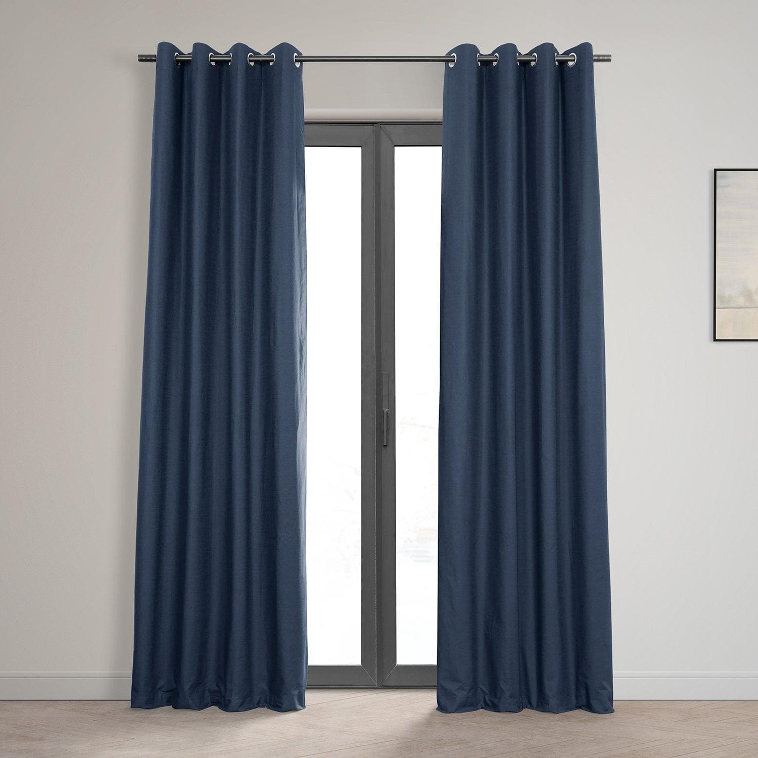 Noble Navy Grommet Dune Textured Cotton Hotel Blackout Curtain