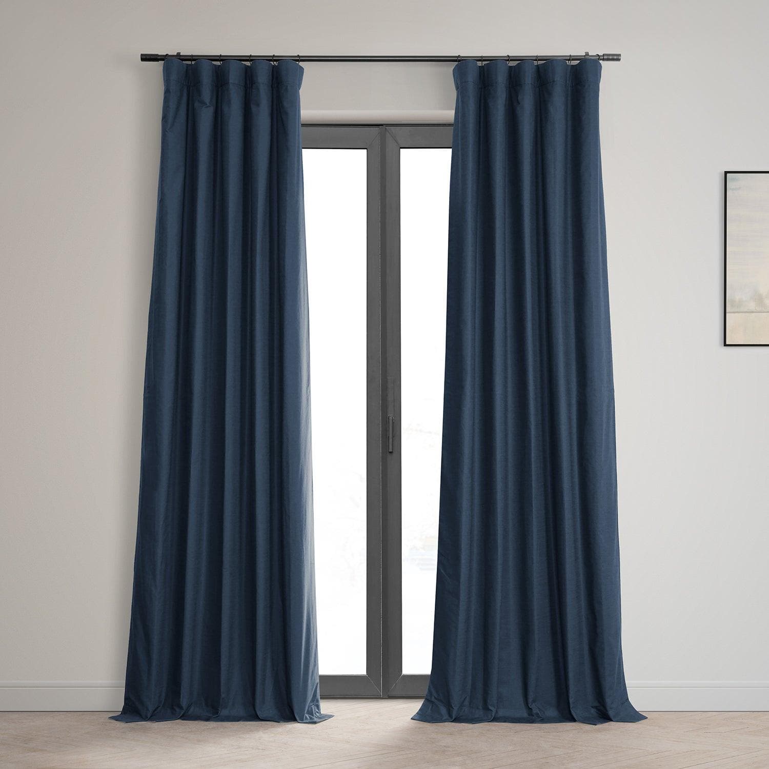 Noble Navy Dune Textured Cotton Hotel Blackout Curtain