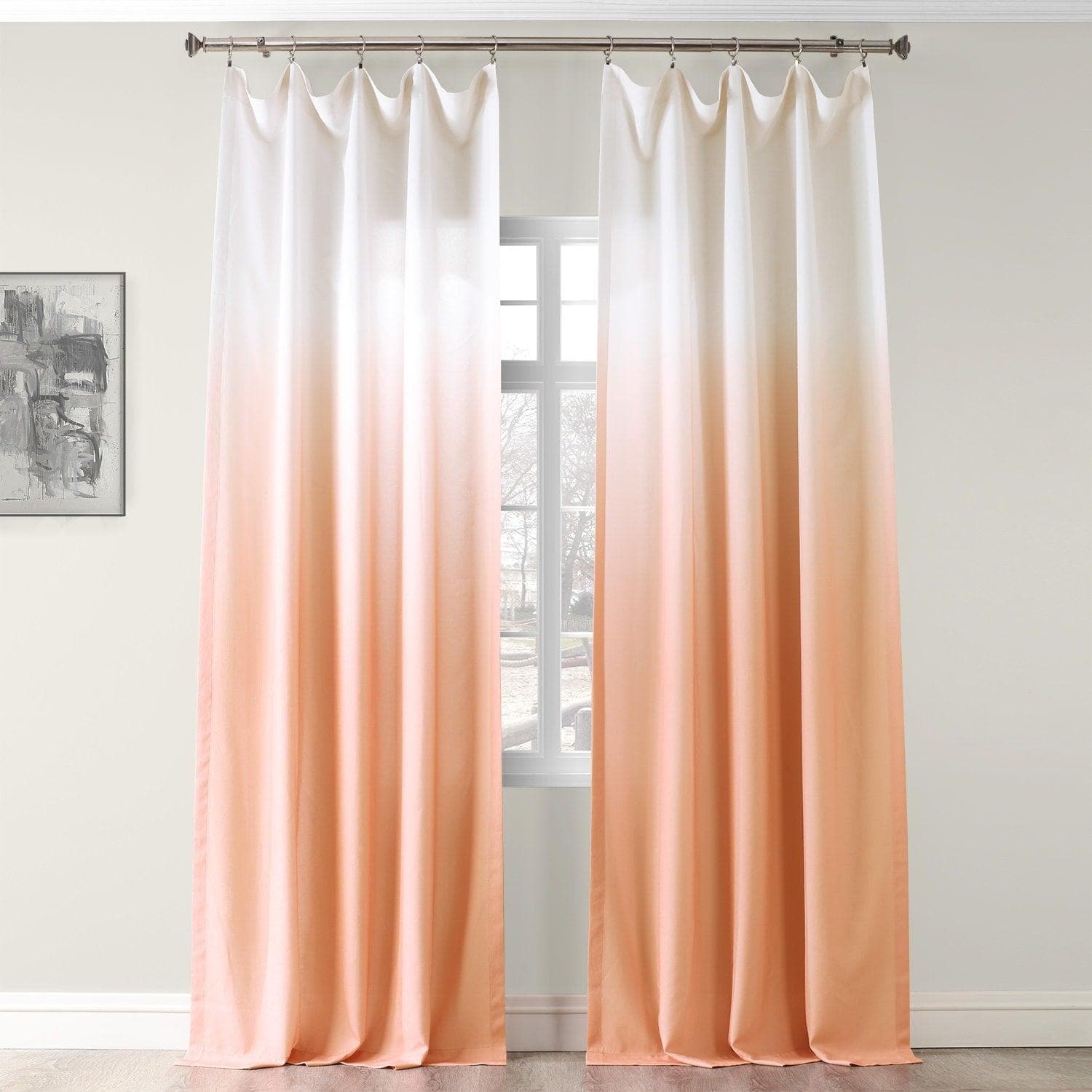 Salmon Ombre Faux Linen Curtain