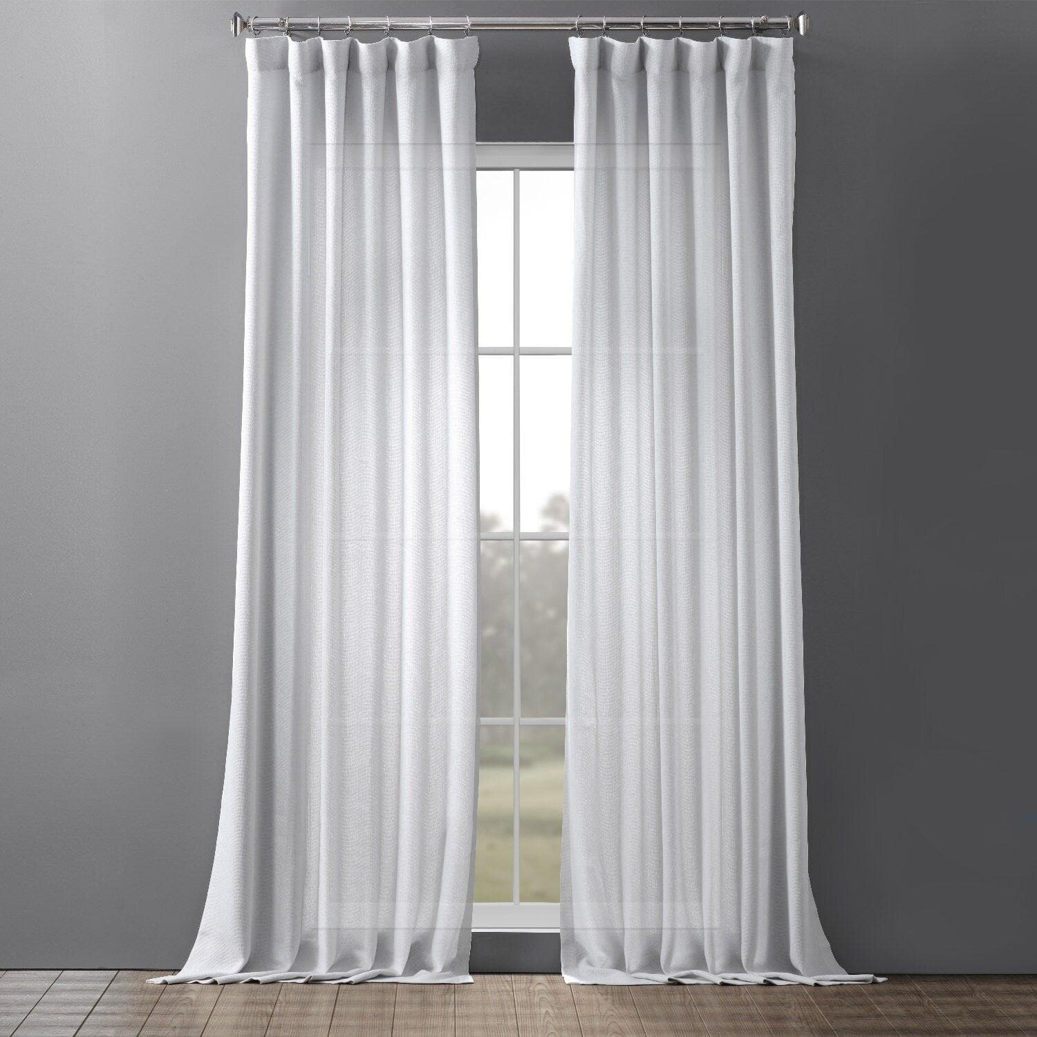 Polar Grey Faux Linen Sheer Curtain