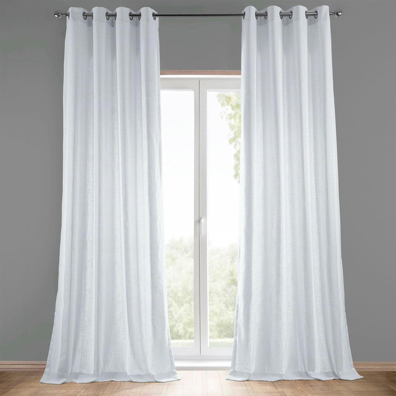 Rice White Grommet Heavy Faux Linen Curtain