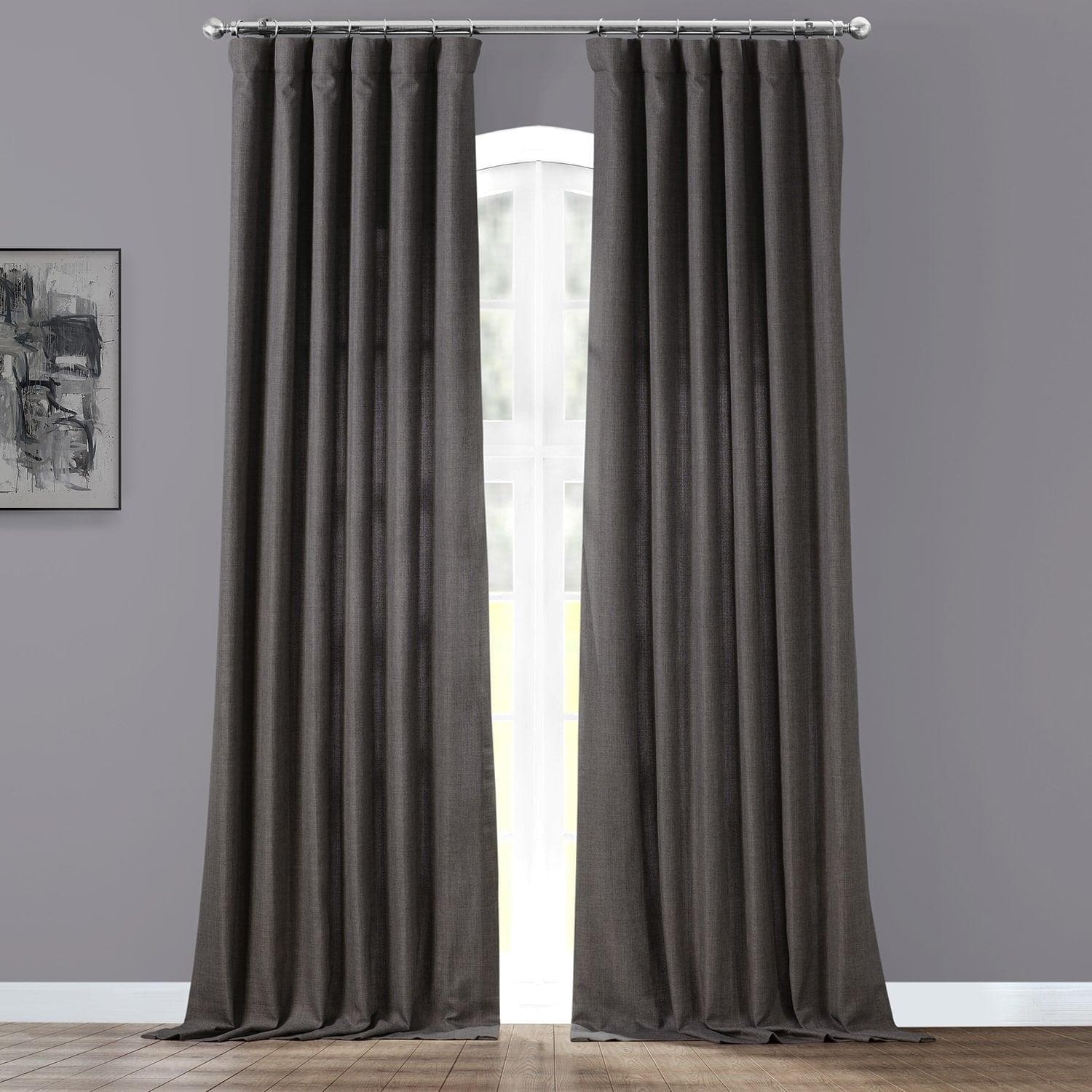 Anchor Grey Italian Faux Linen Curtain