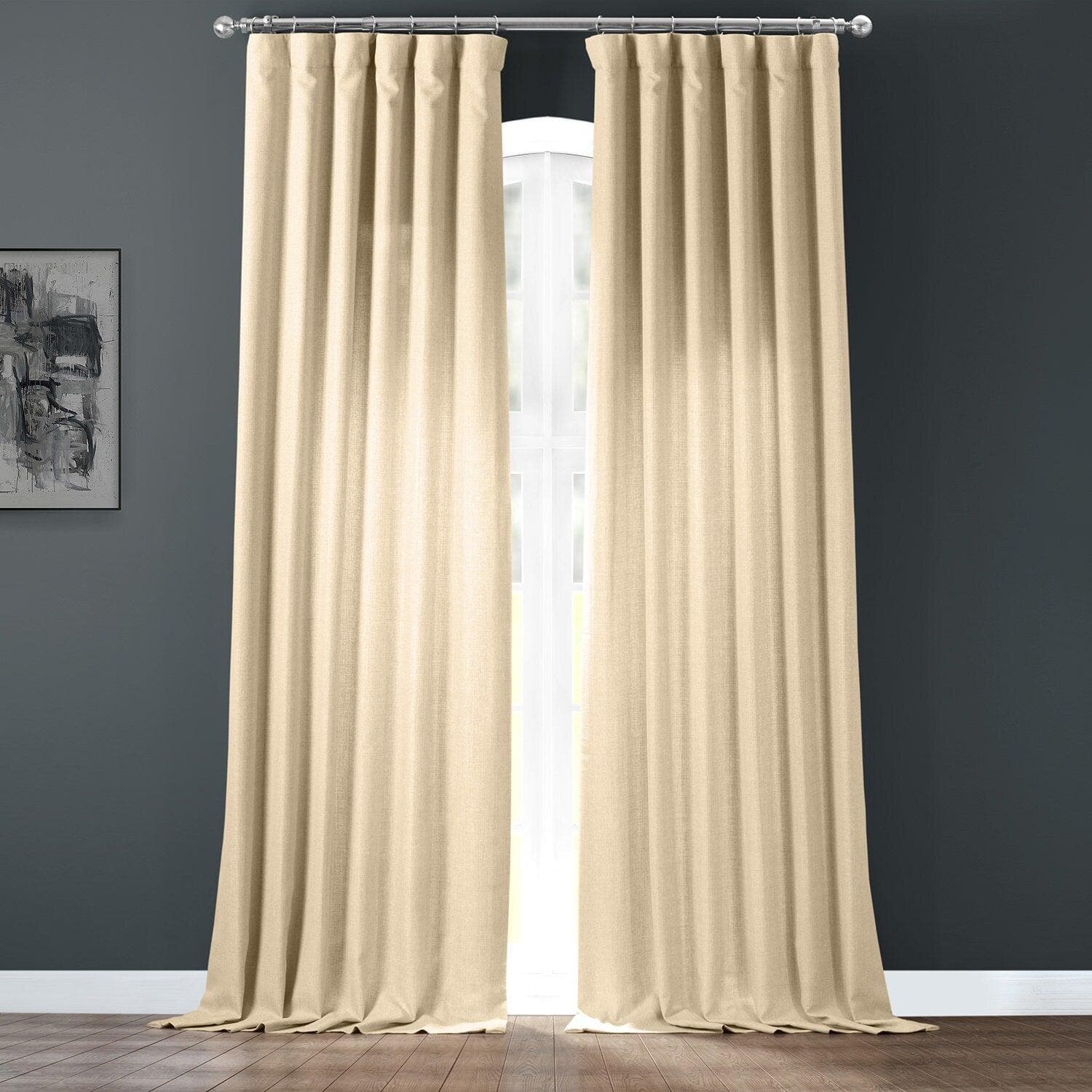 Sepia Tan Italian Faux Linen Curtain