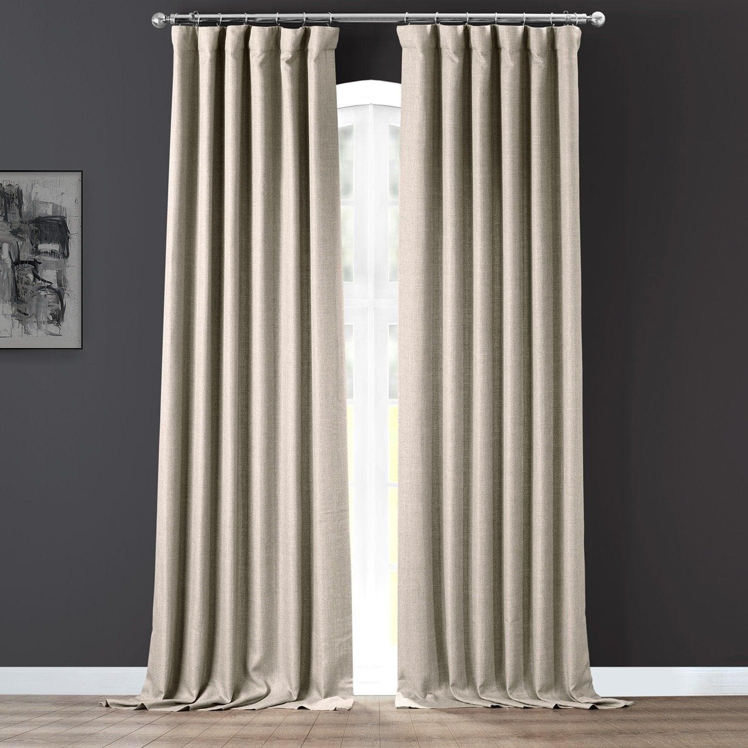Fossil Grey Italian Faux Linen Curtain