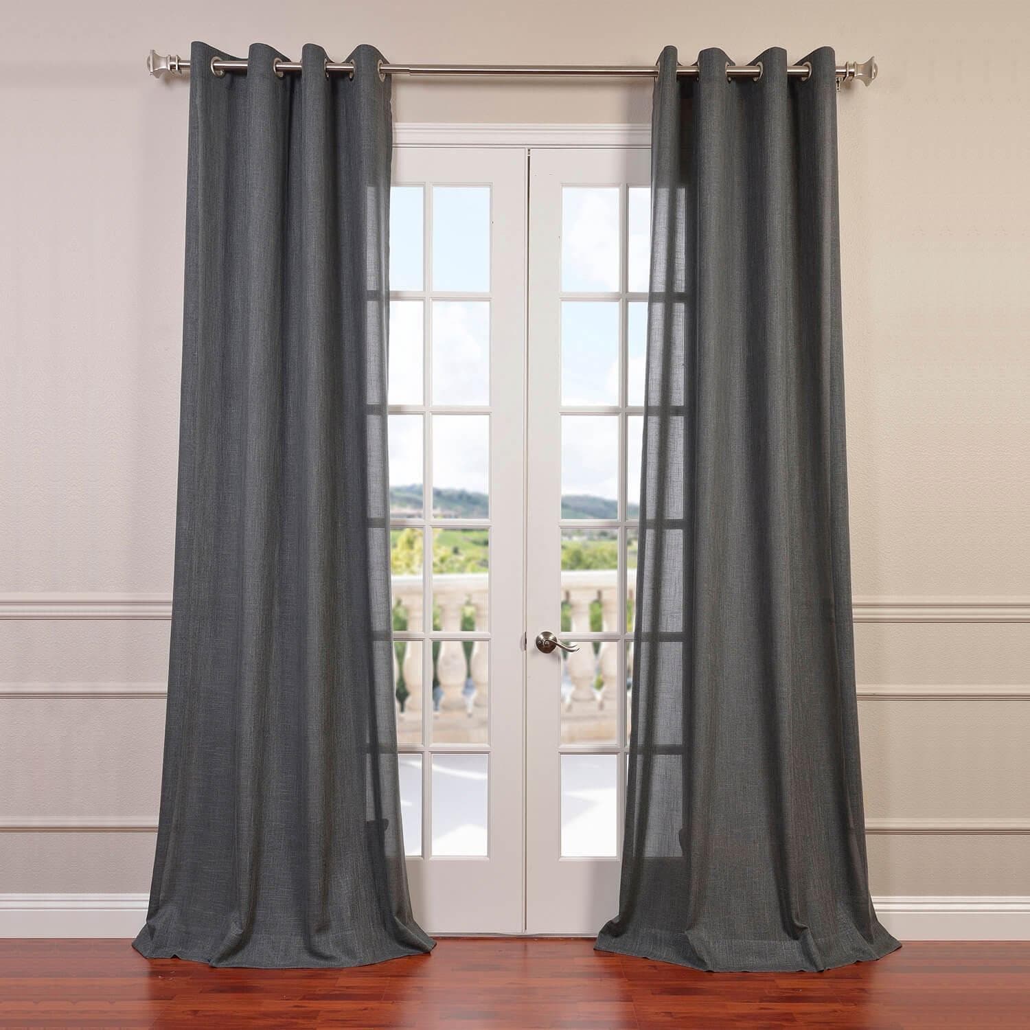 Phantom Grey Grommet Faux Linen Curtain