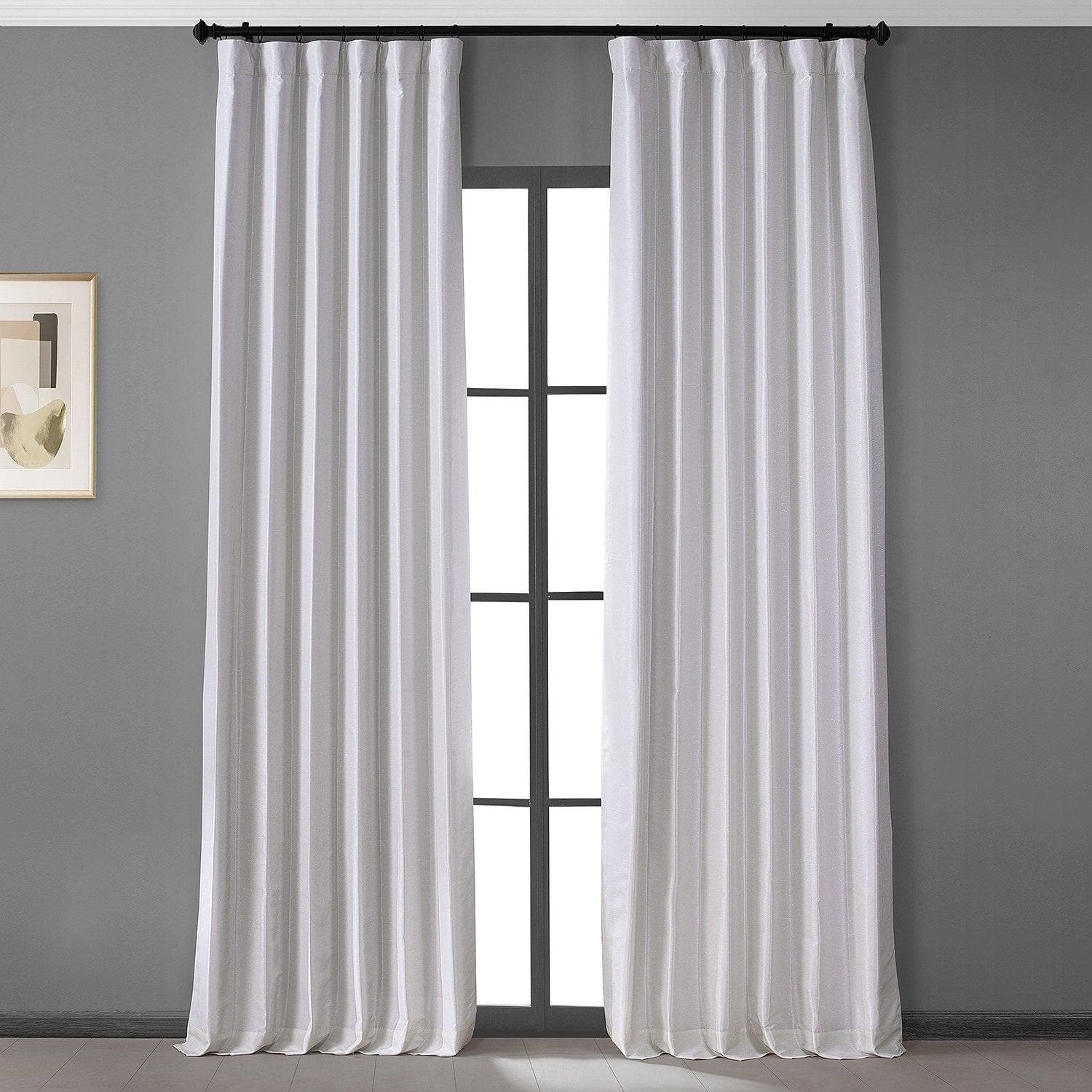 Sassy White Vintage Dupioni Faux Silk Hotel Blackout Curtain