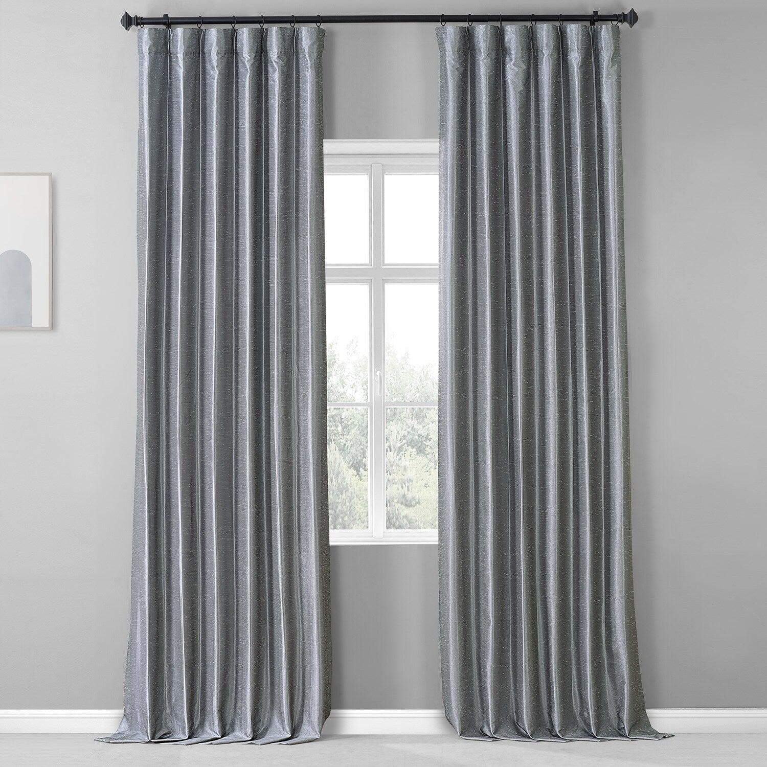 Creative Grey Vintage Dupioni Faux Silk Hotel Blackout Curtain