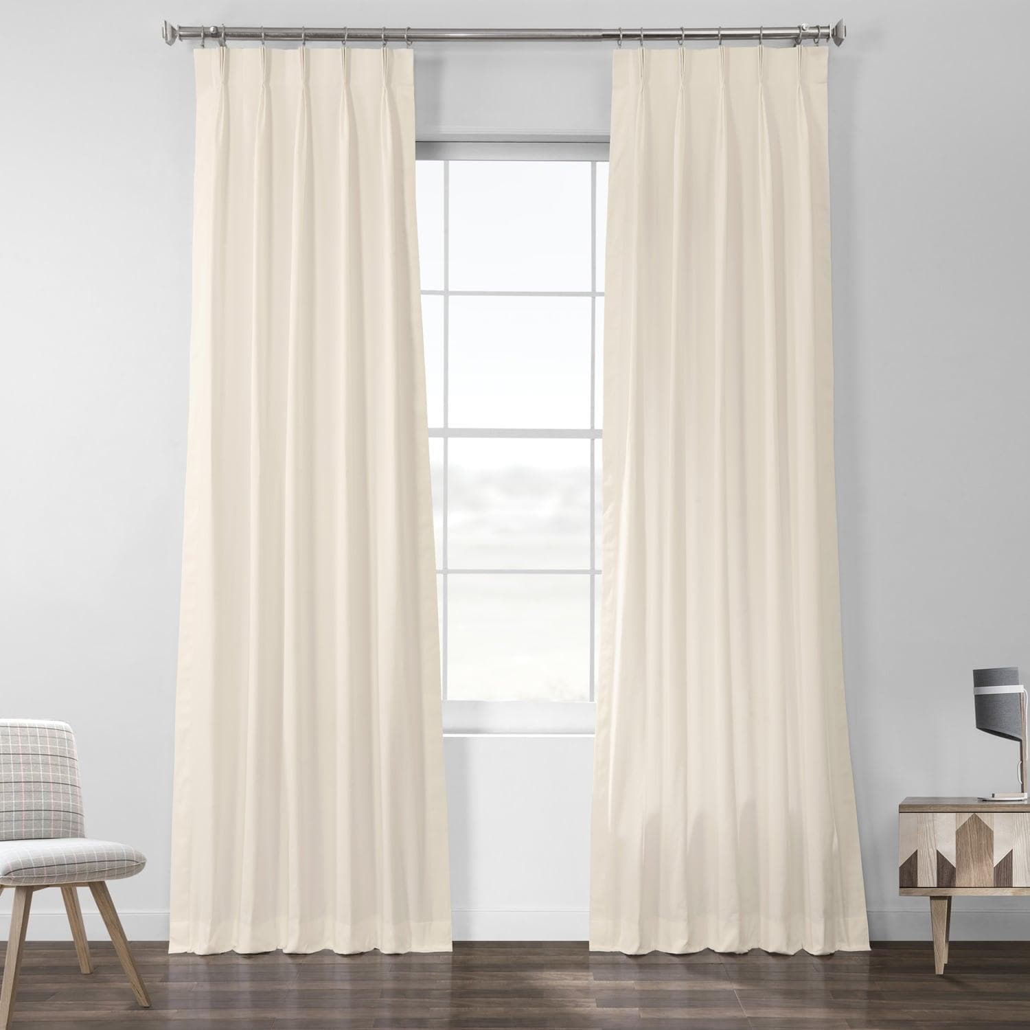 Fresh Popcorn French Pleat Solid Cotton Curtain