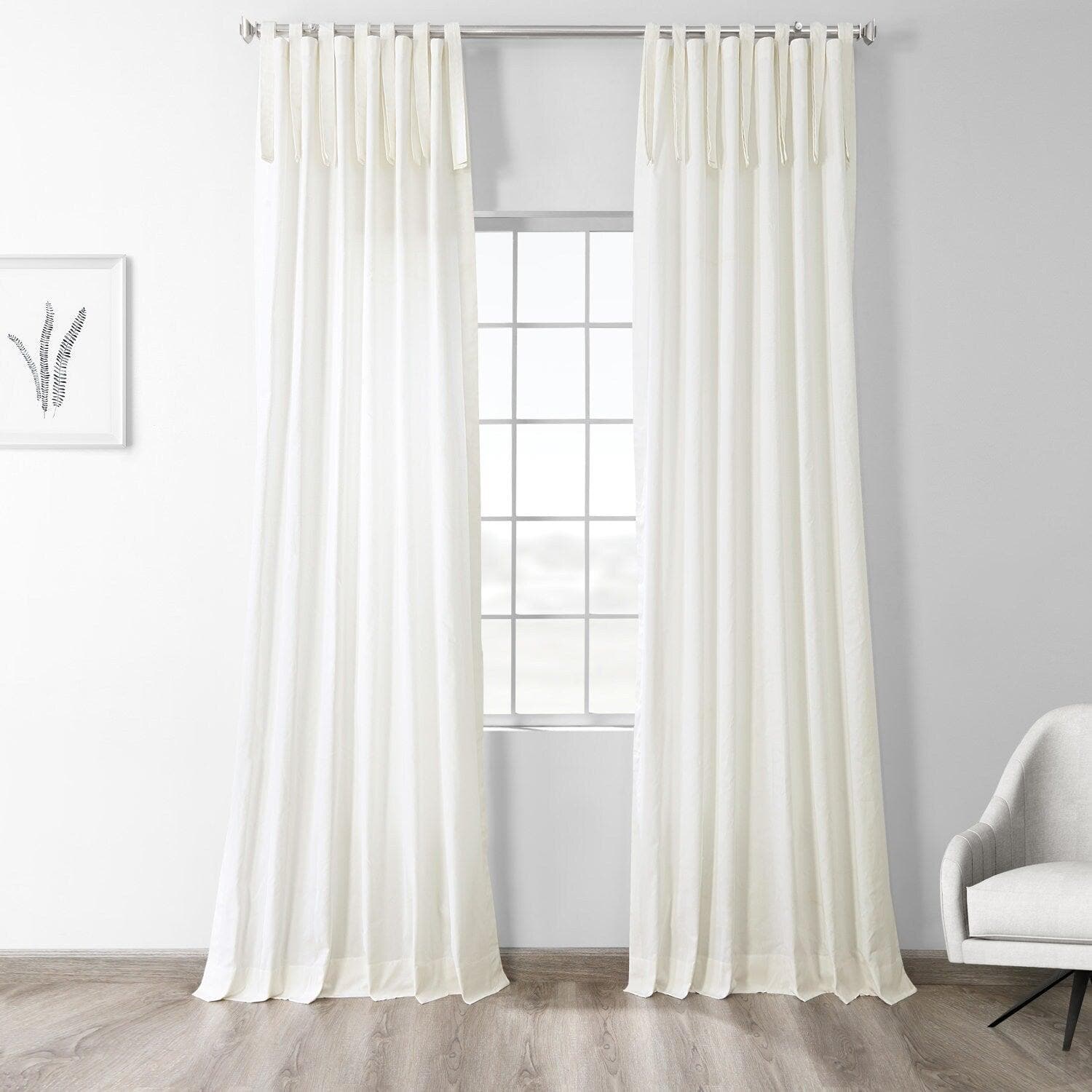 Fresh Popcorn Tie-Top Solid Cotton Curtain