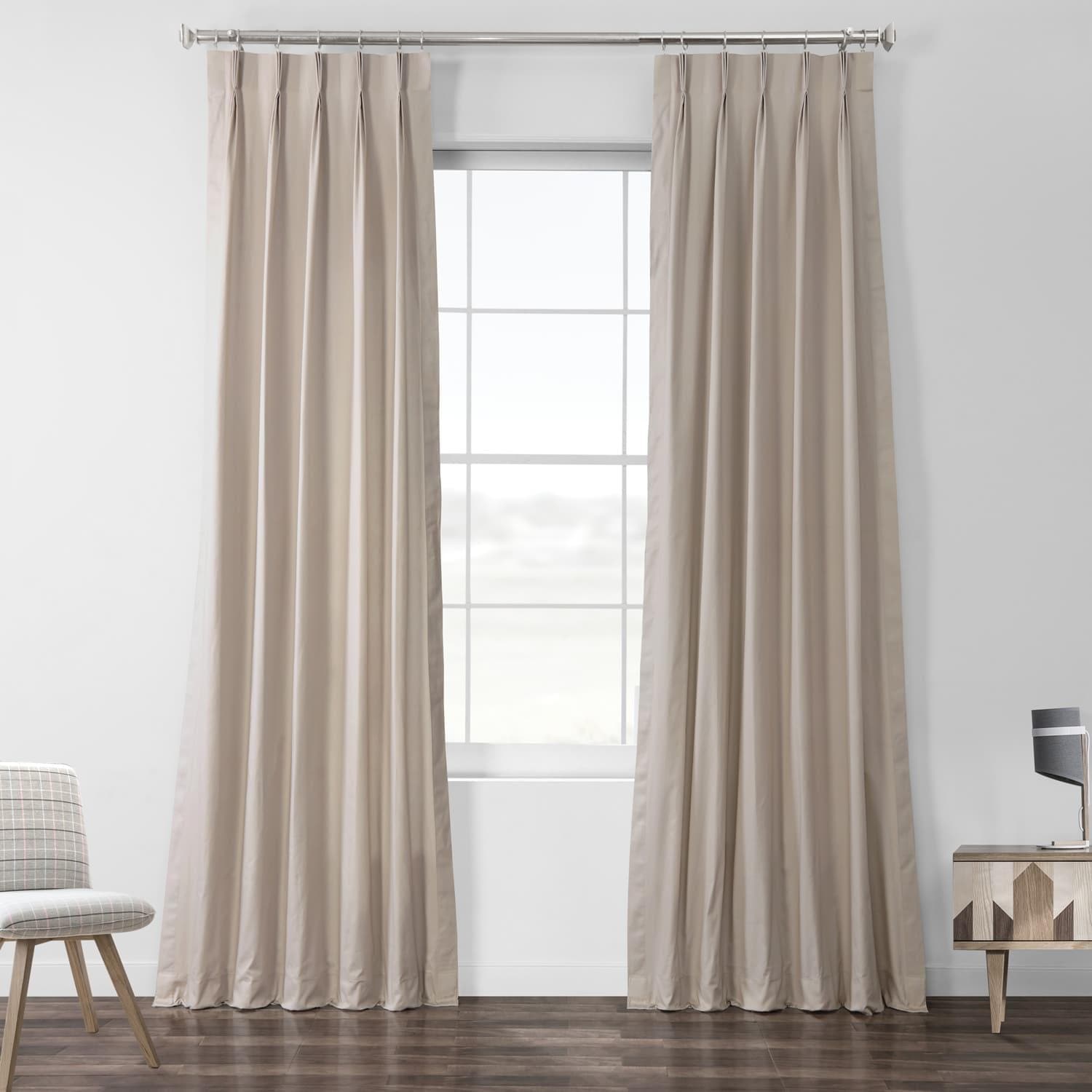 Hazelwood Beige French Pleat Solid Cotton Curtain