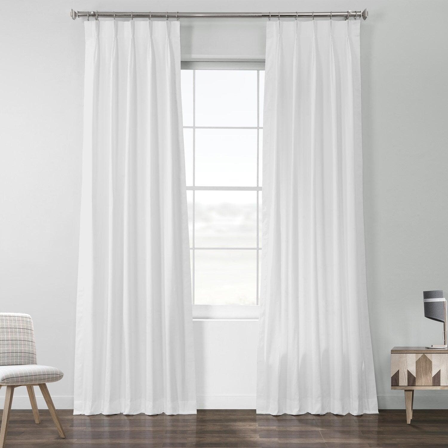 Whisper White French Pleat Solid Cotton Curtain