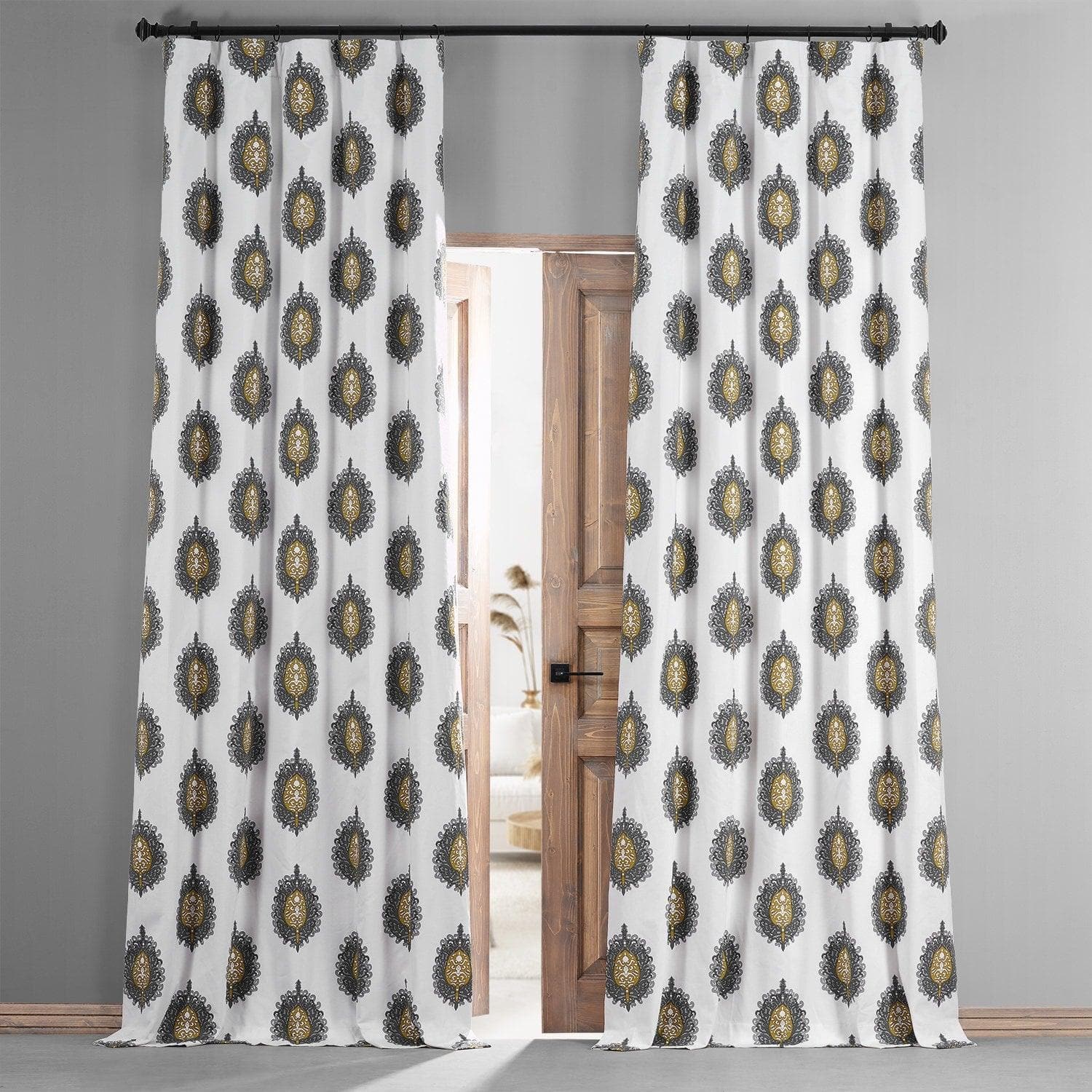 Mayan Gold Printed Cotton Hotel Blackout Curtain