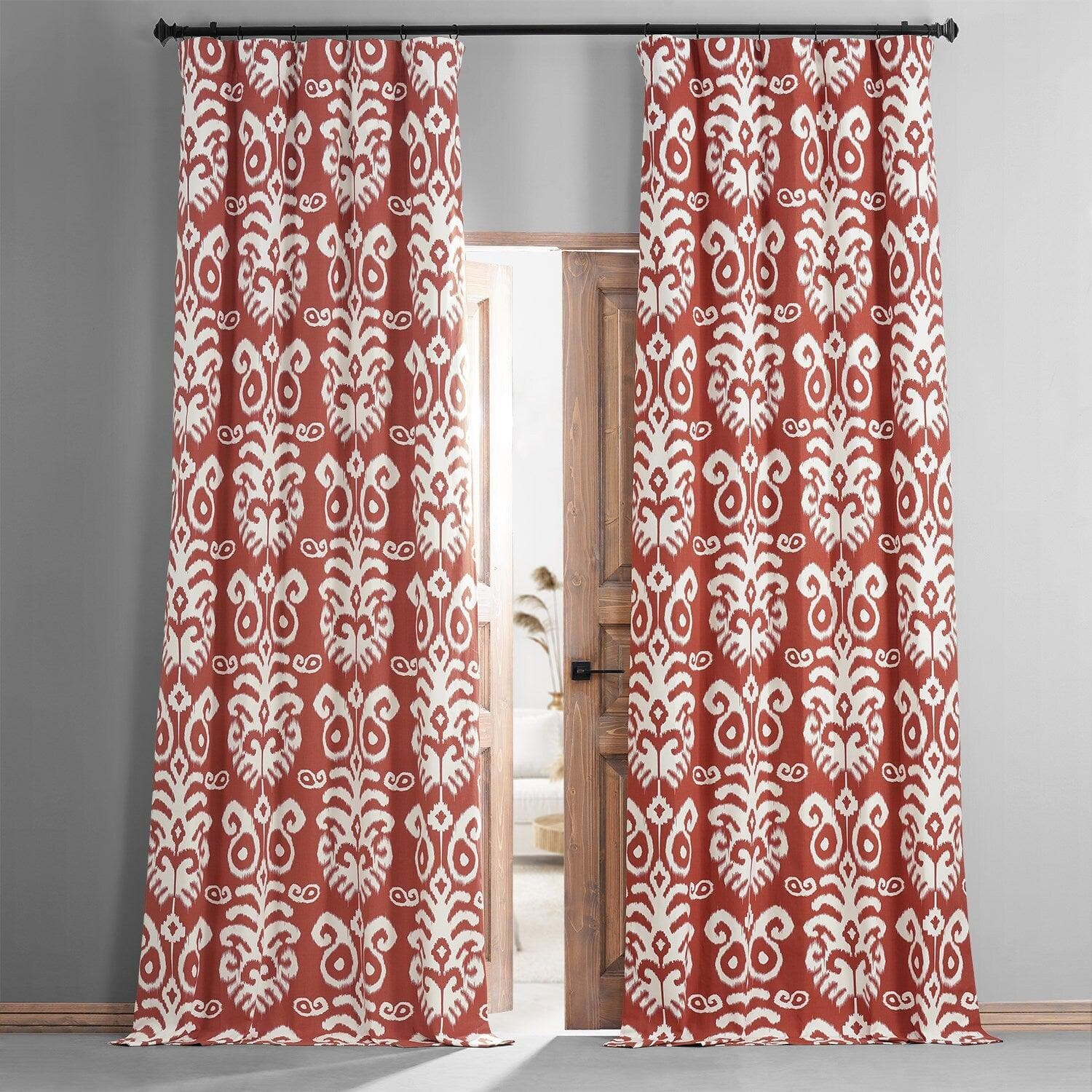 Sri Lanka Rust Printed Cotton Hotel Blackout Curtain