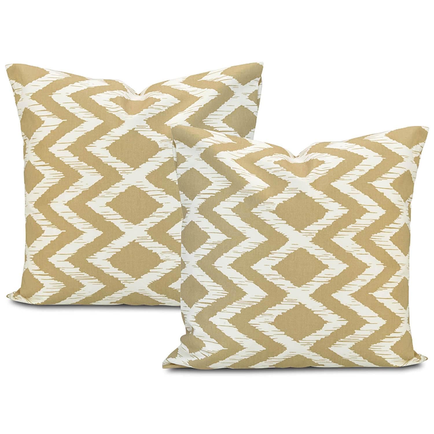 Palu Tan Printed Cotton Cushion Covers - Pair