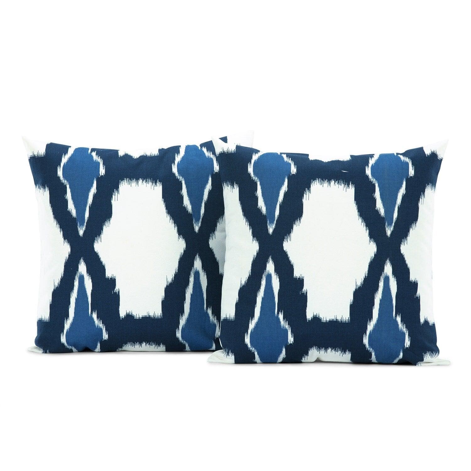 Sorong Royal Blue Printed Cotton Cushion Covers - Pair