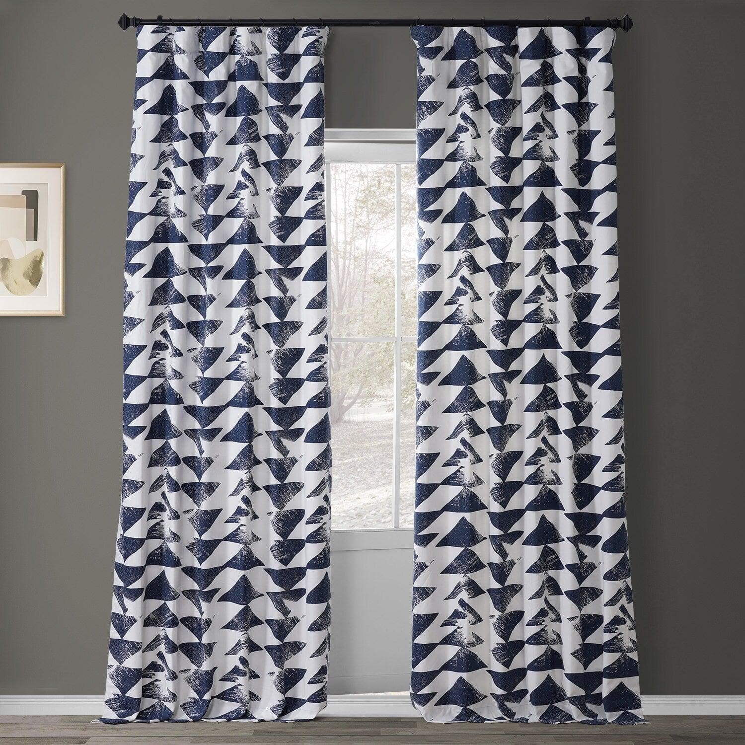 Triad Indigo Printed Cotton Curtain