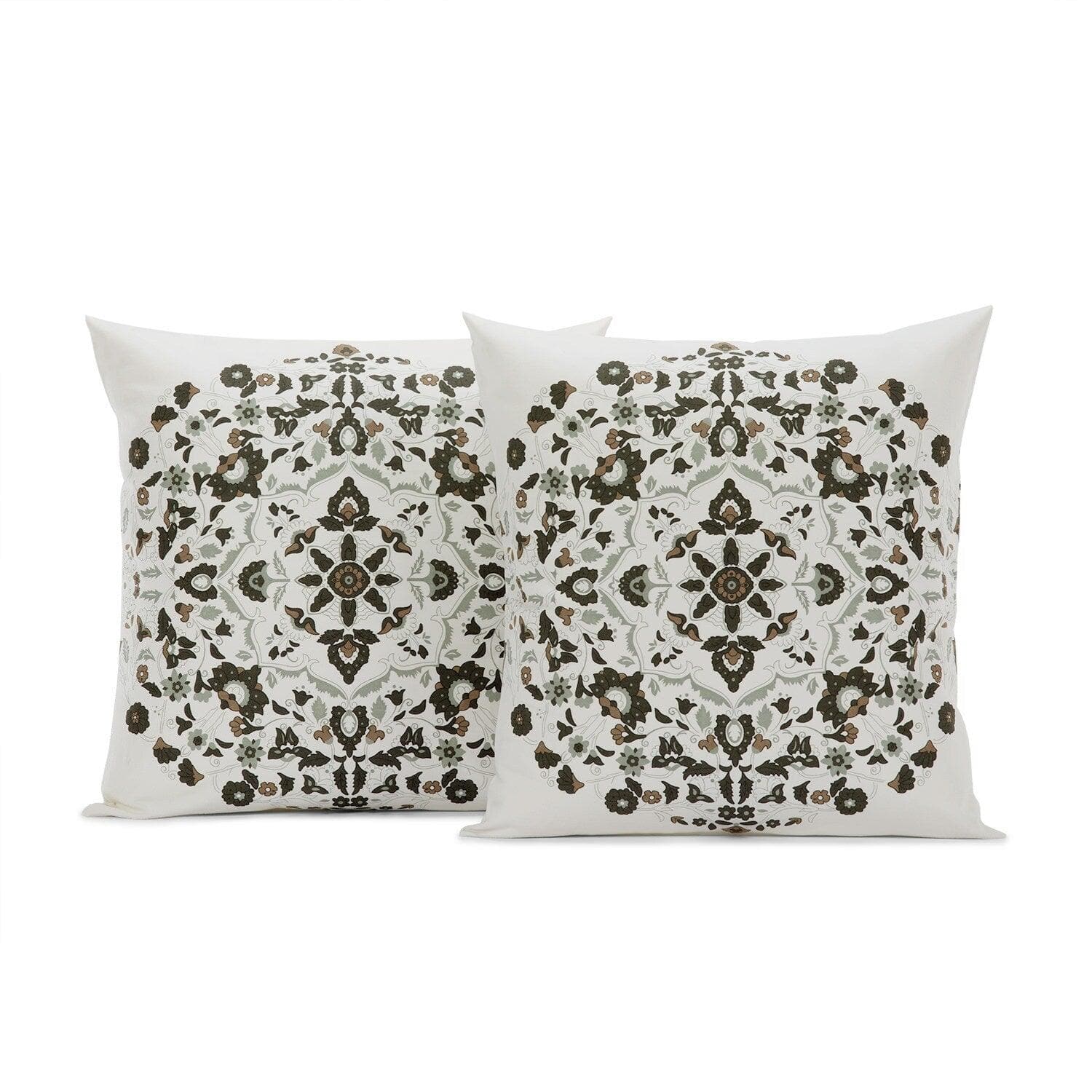 Kerala Cocoa Printed Cotton Cushion Covers - Pair