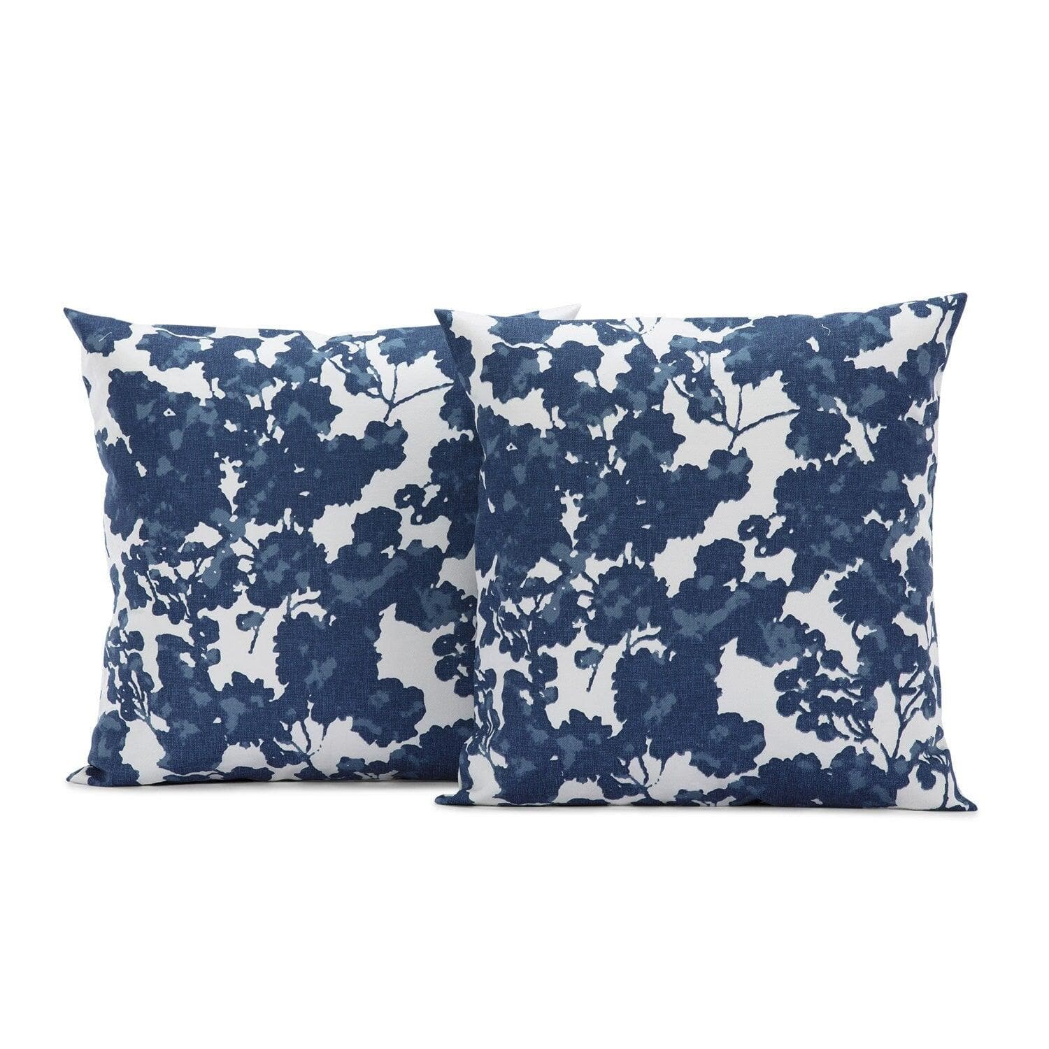 Fleur Blue Printed Cotton Cushion Covers - Pair