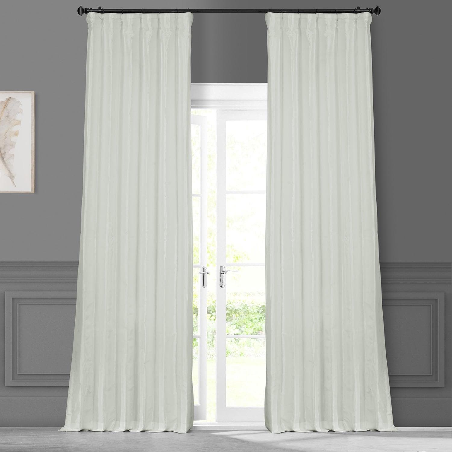 Eggshell Solid Faux Silk Taffeta Curtain