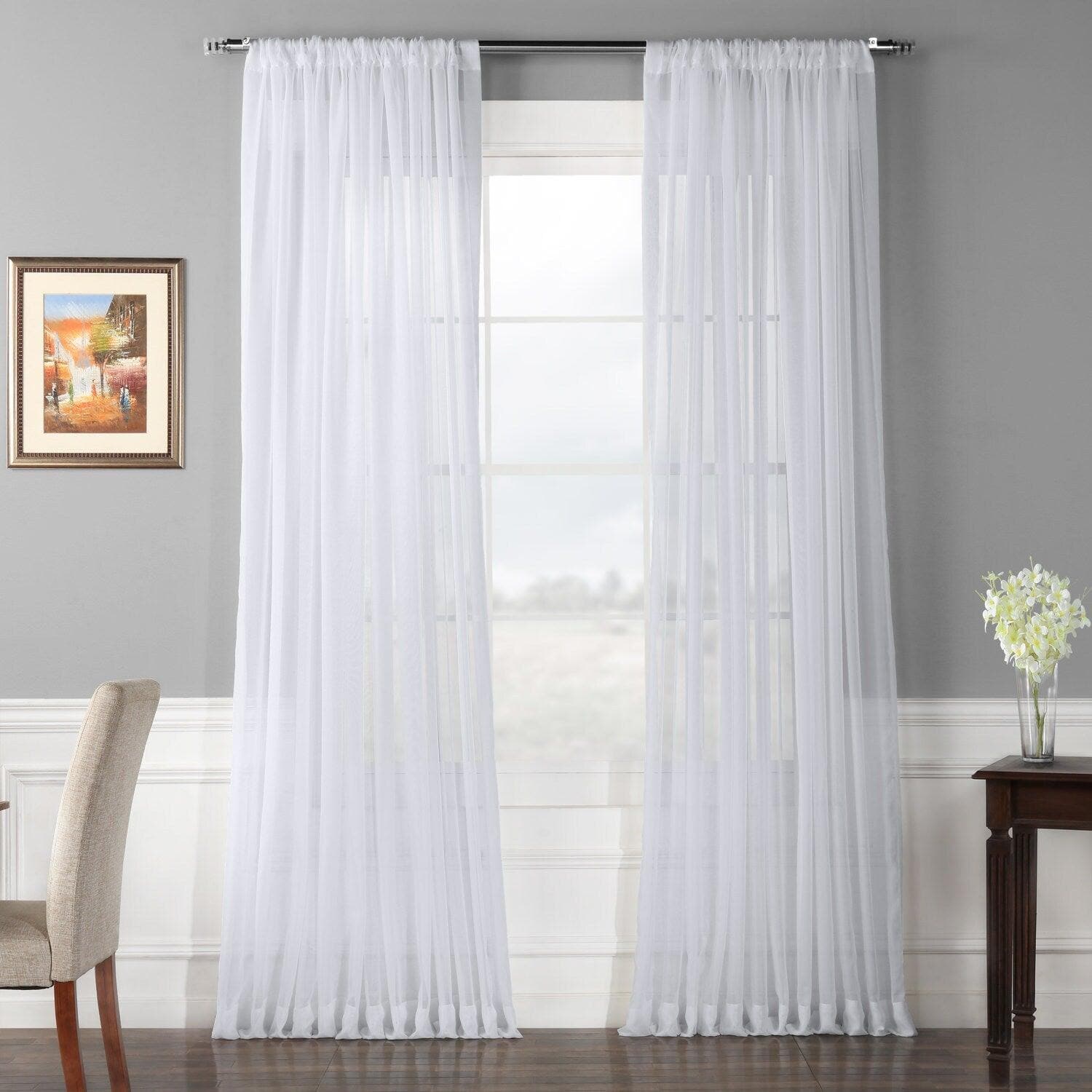 Solid White Extra Wide Voile Sheer Curtain