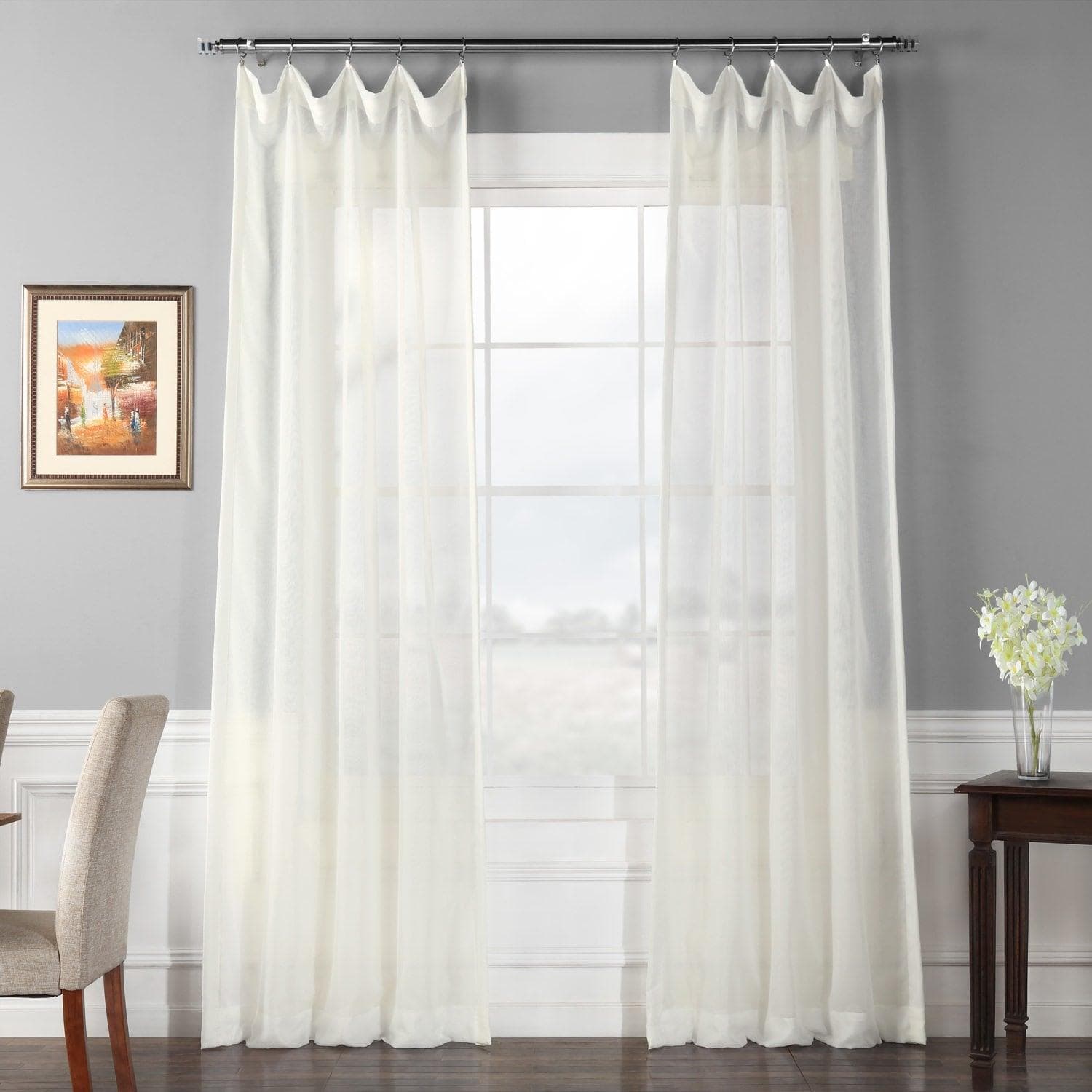 Double Layered Off White Voile Sheer Curtain