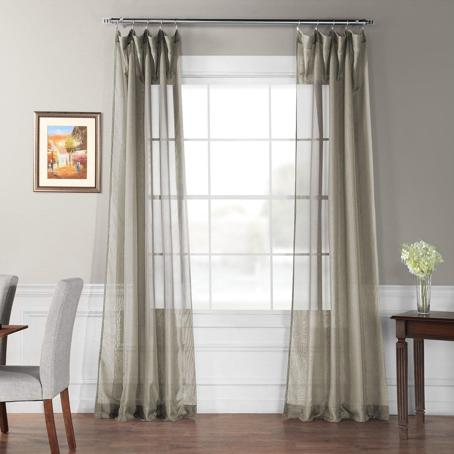 Double Layered Museum Grey Voile Sheer Curtain