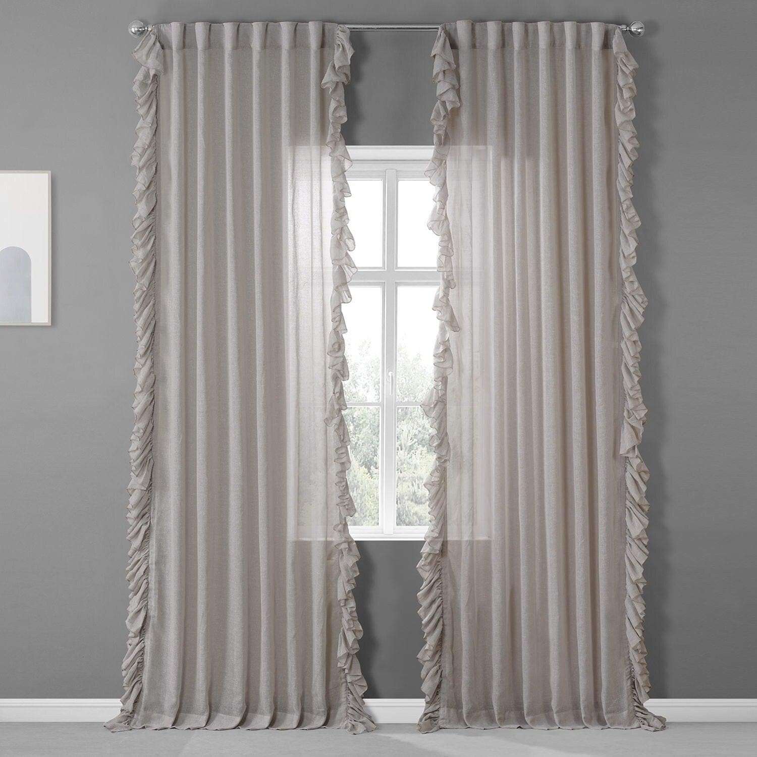Tumbleweed Ruffled Faux Linen Sheer Curtain