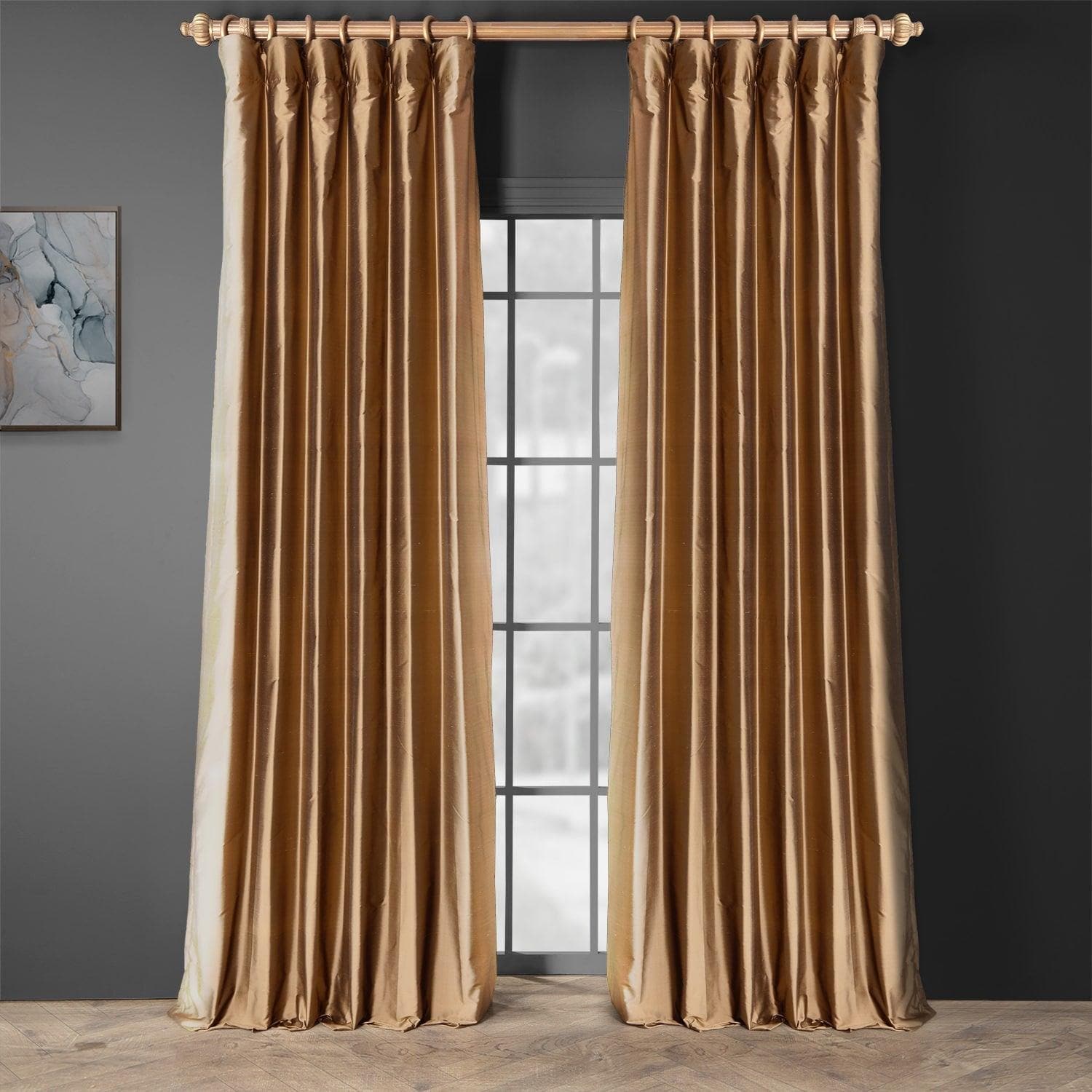 Taupe Gold Thai Silk Curtain