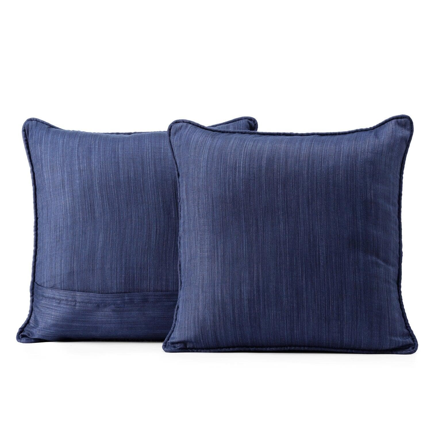 Prussian Blue Designer Shantung Faux Silk Cushion Covers - Pair
