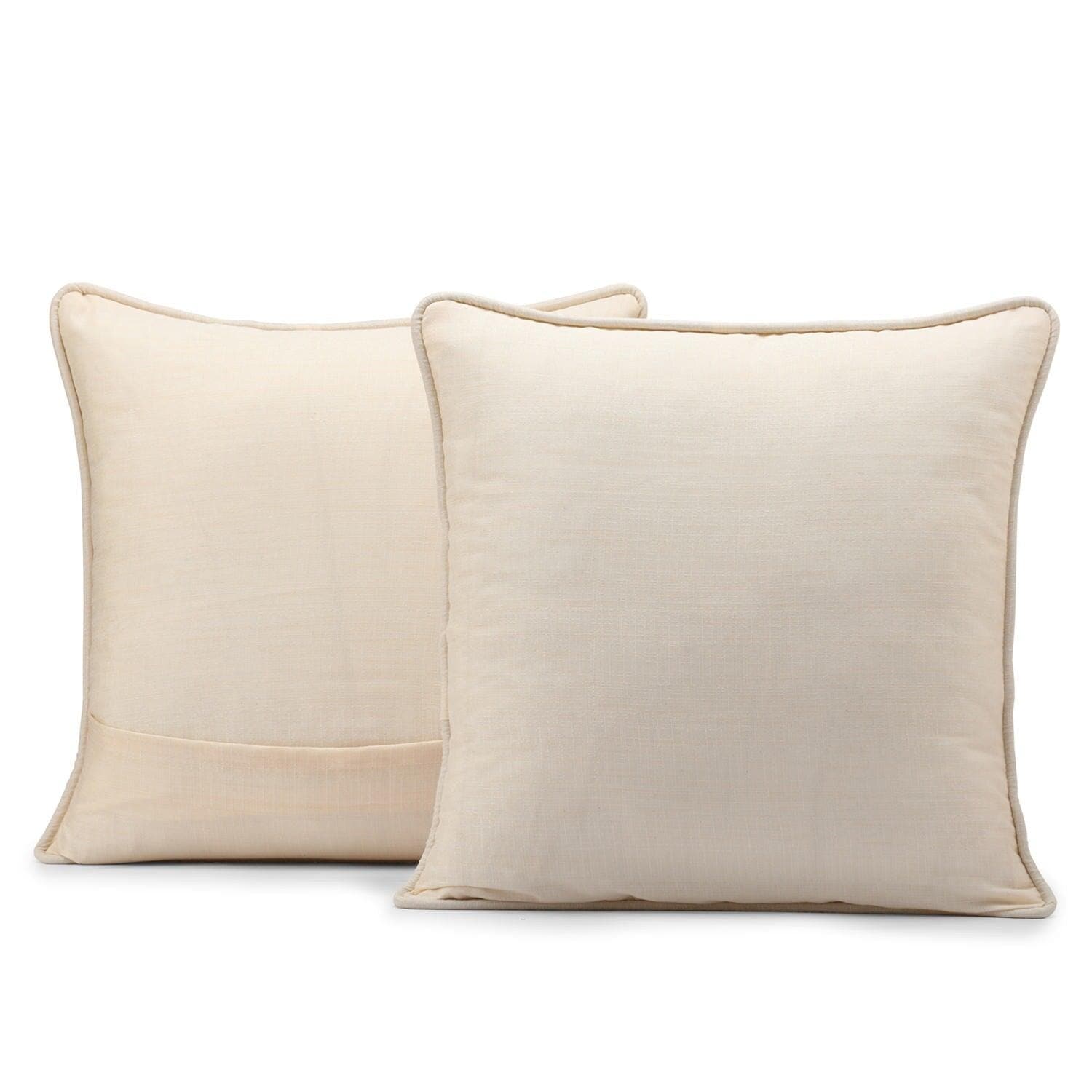 Ivory Designer Shantung Faux Silk Cushion Covers - Pair
