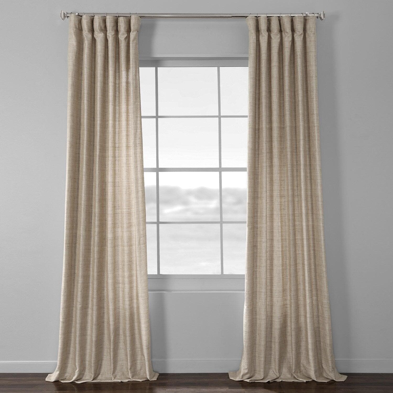 Linen Tan Textured Faux Raw Silk Curtain