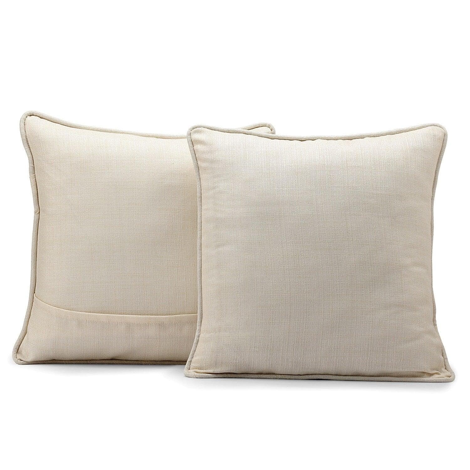French Ivory Faux Raw Silk Cushion Covers - Pair