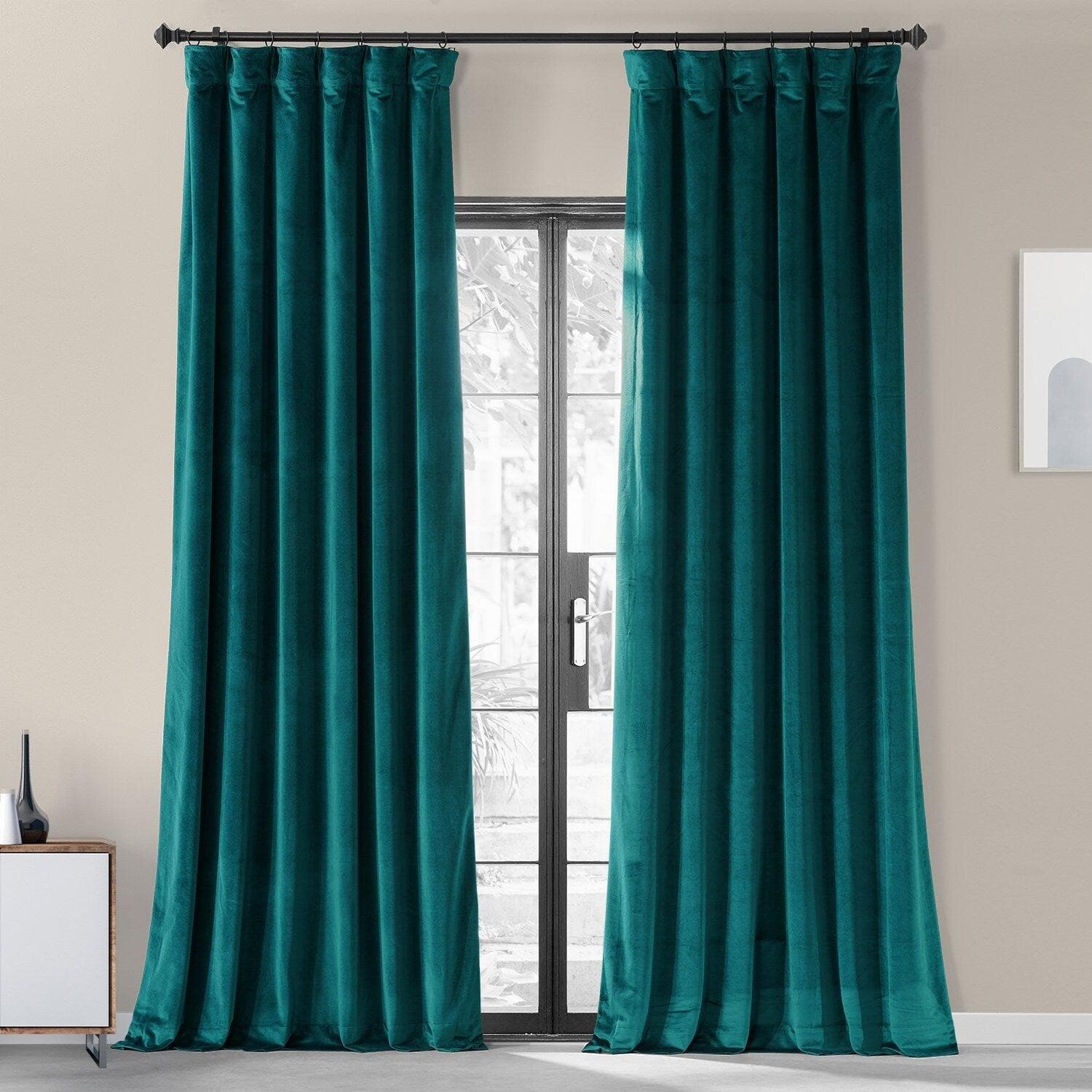 Night Time Teal Urban Lush Velvet Curtain