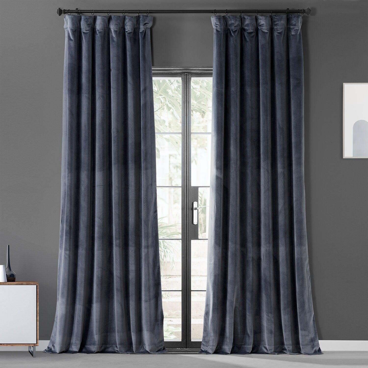 IronStone Grey Urban Lush Velvet Curtain