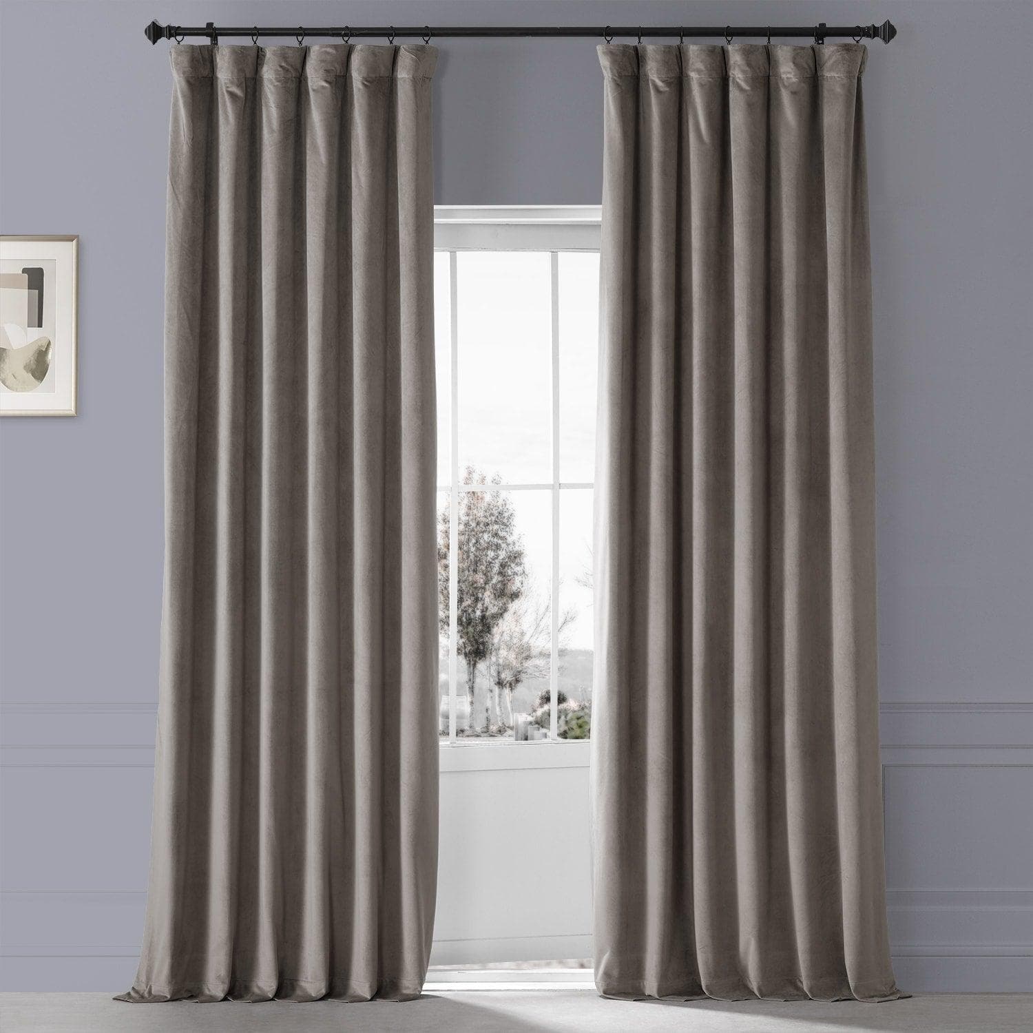 Library Taupe Signature Plush Velvet Hotel Blackout Curtain