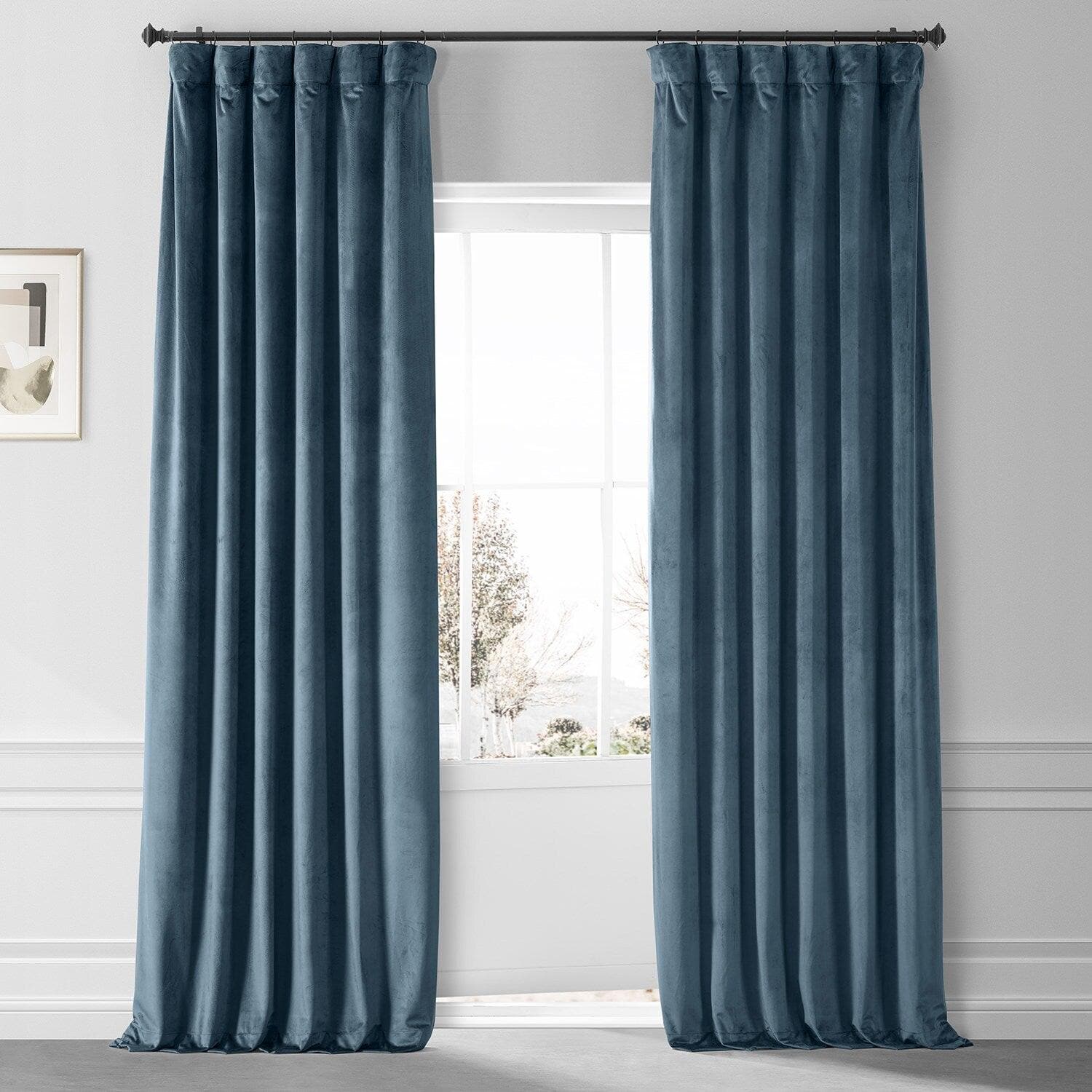 Oxford Blue Signature Plush Velvet Hotel Blackout Curtain