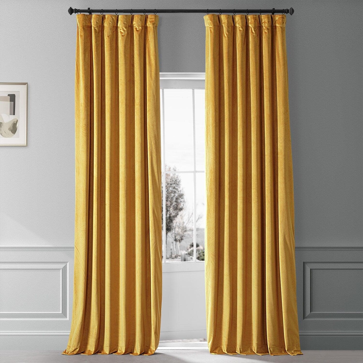 Sophomore Gold Signature Plush Velvet Hotel Blackout Curtain