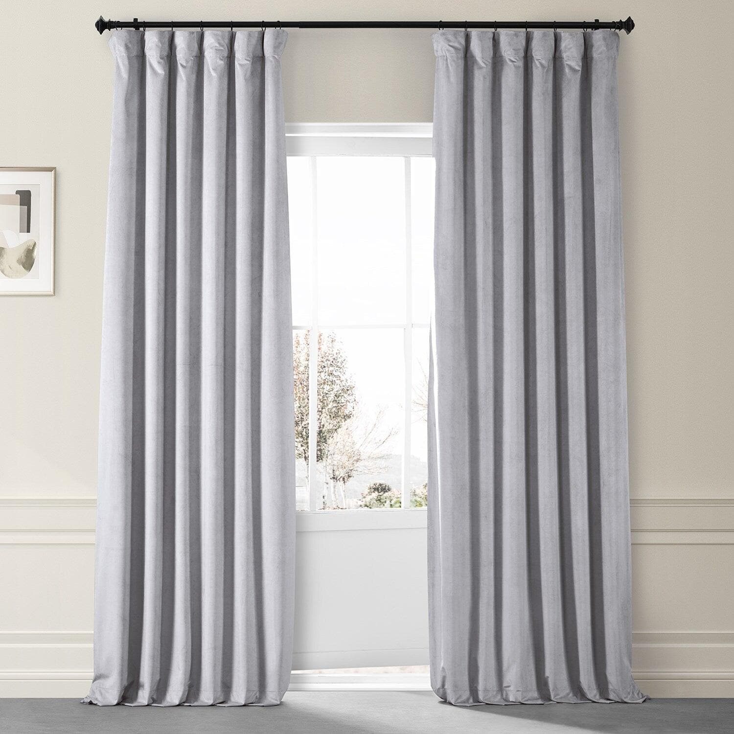 Concrete Grey Signature Plush Velvet Hotel Blackout Curtain